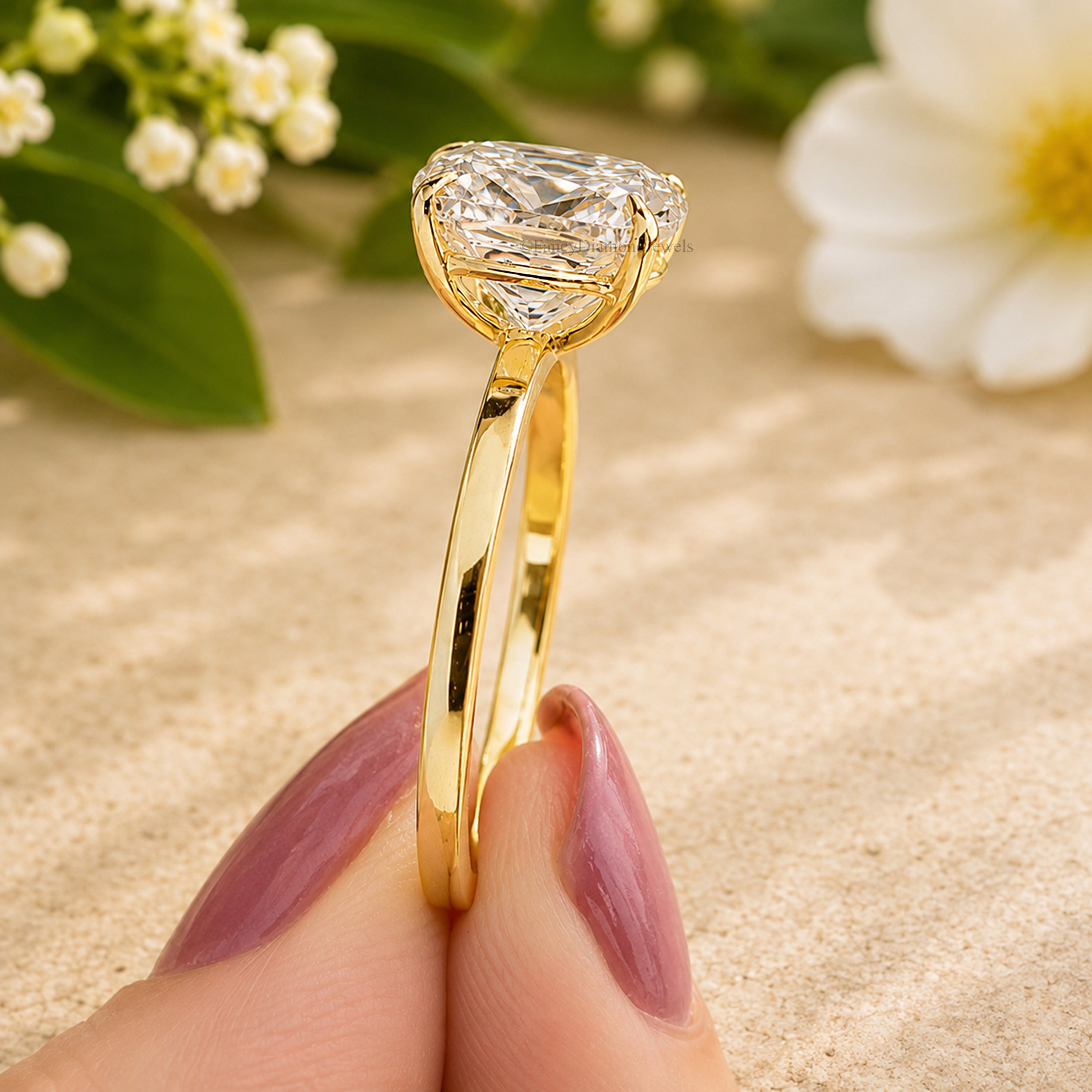Cushion Cut Engagement Ring Lab Created Simulant Solitaire 925 Silver Diamond Simulant Travel Promise Moissanite Style Wedding Gift FD198