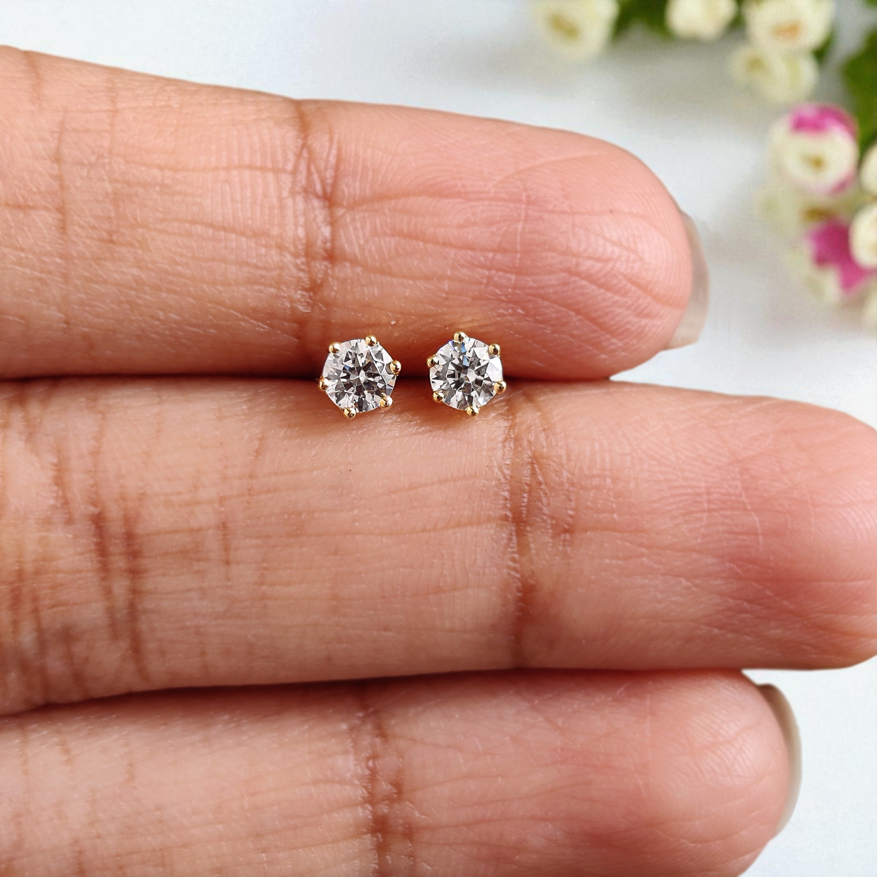 0.70 Ct Round White Diamond Earring Round Brilliant Shape Earring Prong Earring Engagement Earring Earlobe Earrings Gift For Her KD981