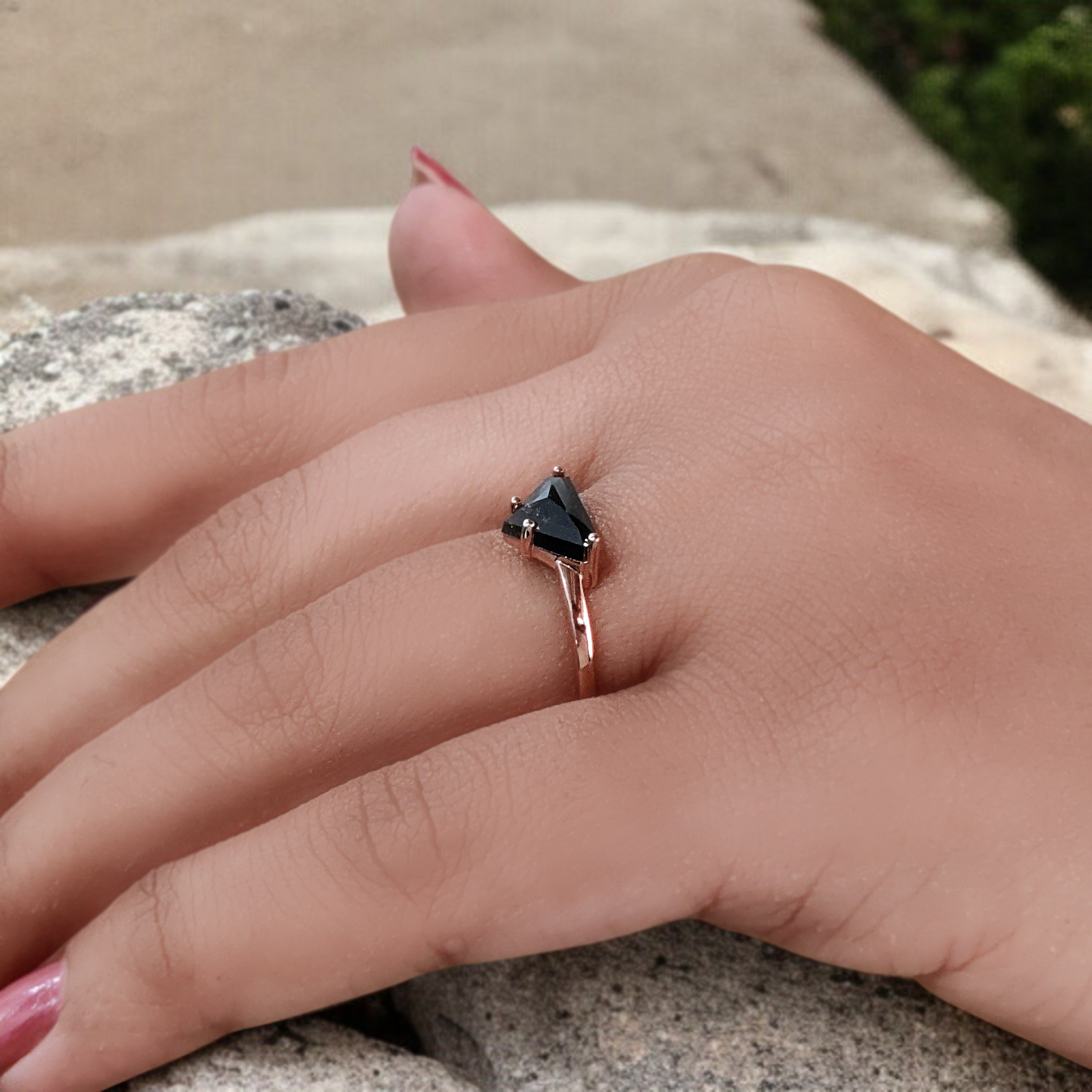 Shield Shape Brown Color Diamond Ring 1.18 Ct 6.25 MM Shield Diamond Ring 14K Solid Rose Gold Silver Engagement Ring Gift For Her QN9124