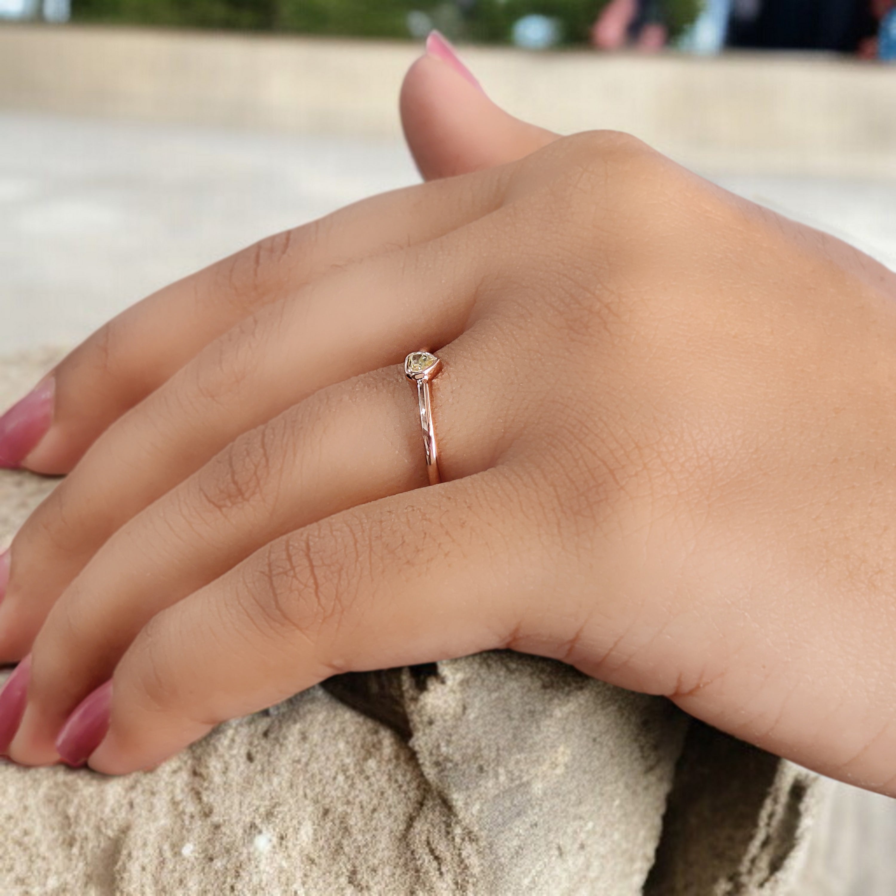Heart Salt And Pepper Diamond Ring 0.14 Ct 3.40 MM Heart Shape Diamond Ring 14K Solid Rose Gold Silver Engagement Ring Gift For Her KDN7386