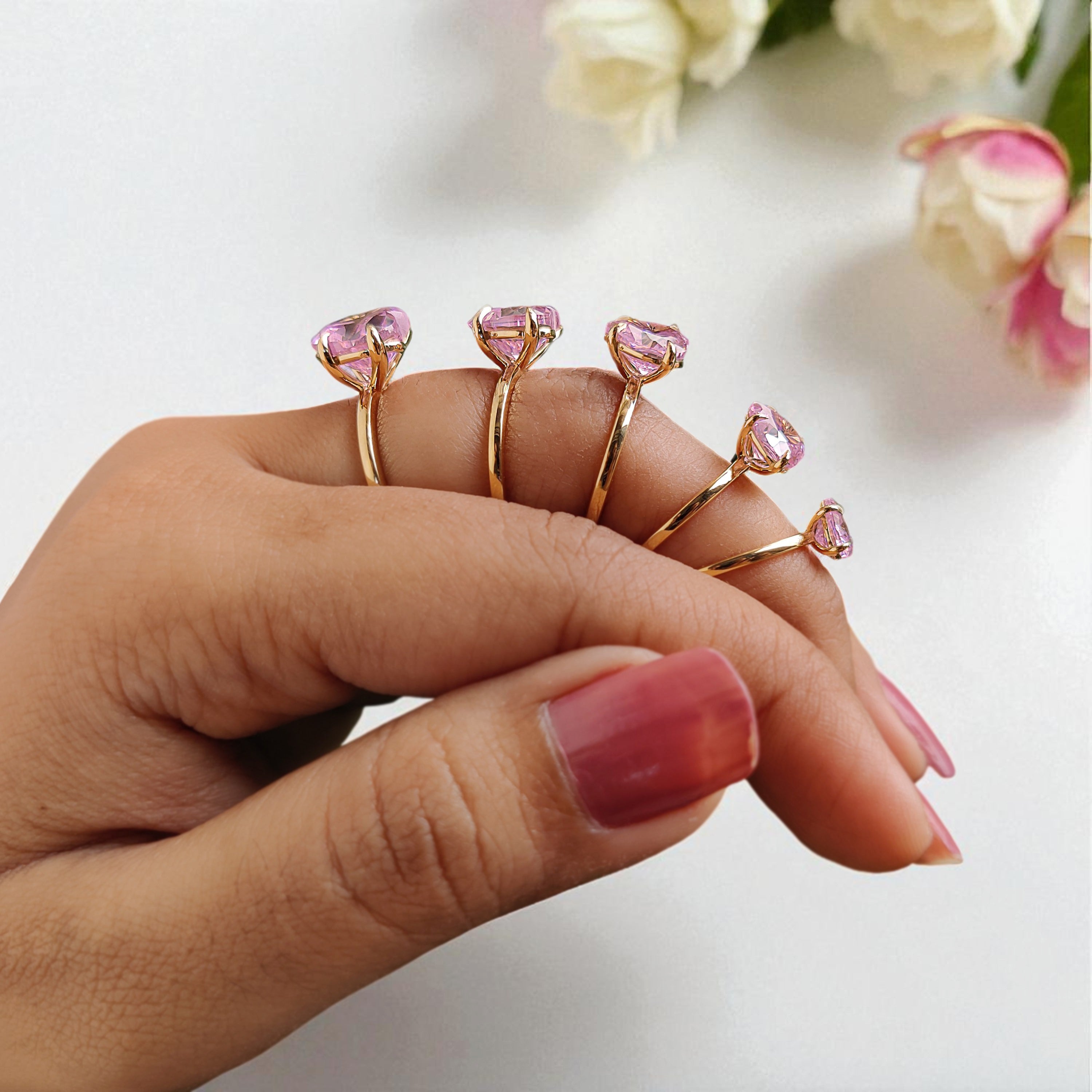 Heart Pink Tourmaline engagement ring 10mm 9mm 8mm 7mm 6mm stone ring Simulant Solitaire ring Diamond ring Silver ring Gift for her FD438