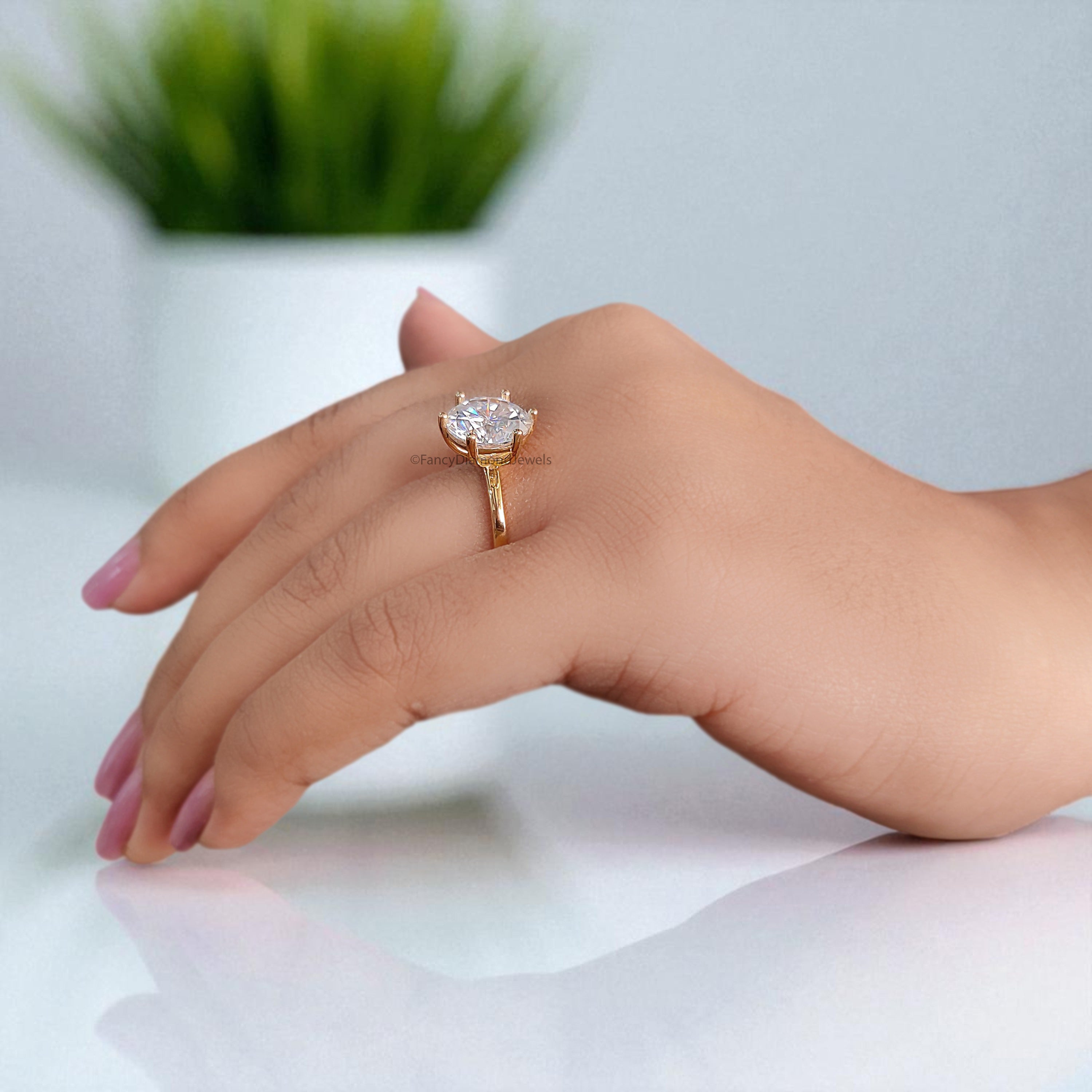 3.55 CT Round Brilliant Cut Colorless Moissanite Solitaire Ring Engagement Ring Wedding Ring Comfort Fit Yellow/White/Rose Gold Ring FD29