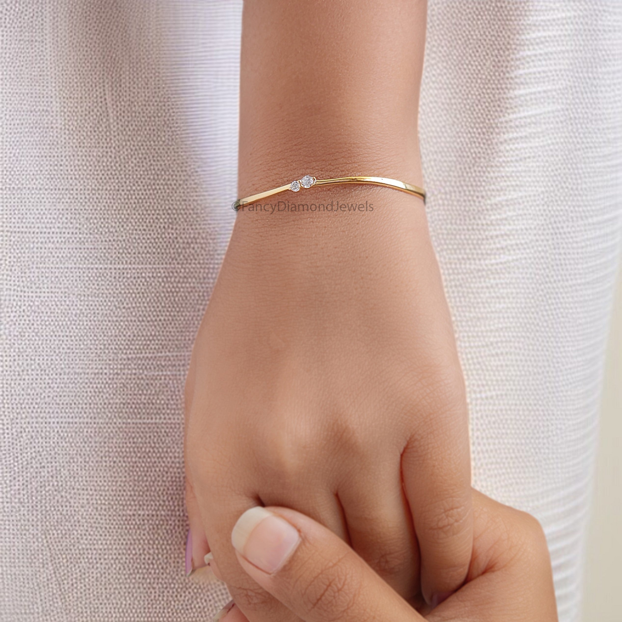 Round White Color Diamond Bracelet White Color  Round Diamond Bracelet Gold Bracelet Round Brilliant Cut Diamond Bracelet Gift For Her KD944