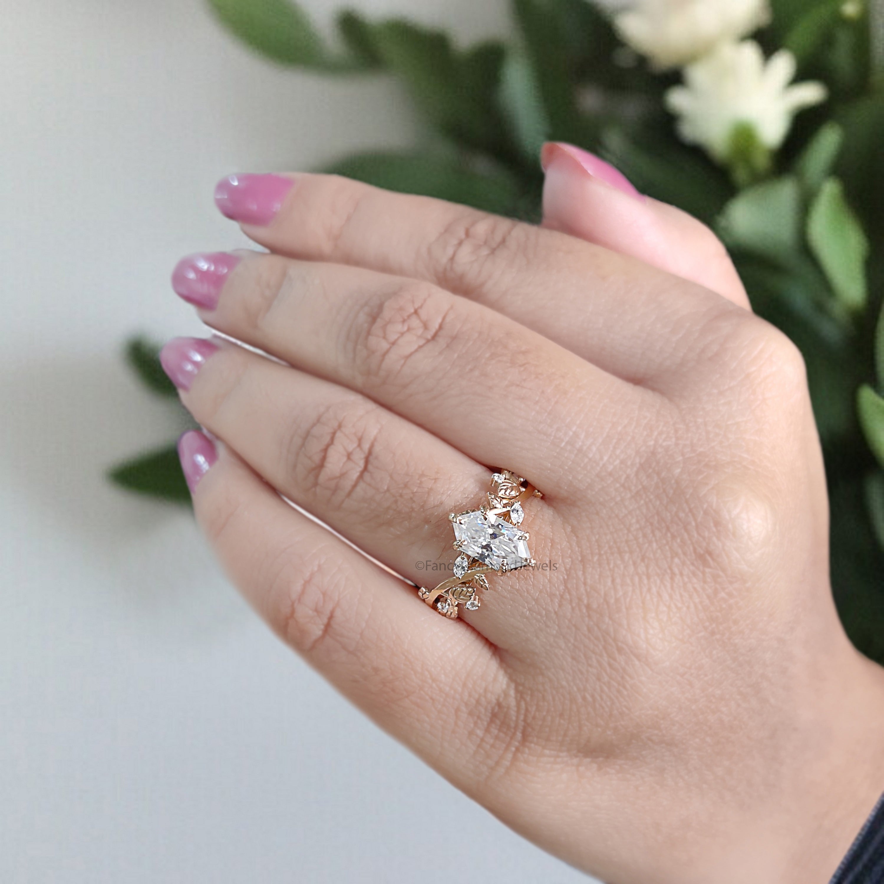 Dutch Marquise Shape Lab Grown Diamond Ring Leaves and Petal Design Ring Handcrafted Wedding Ring Anniversary Ring Gift For Gift FD459