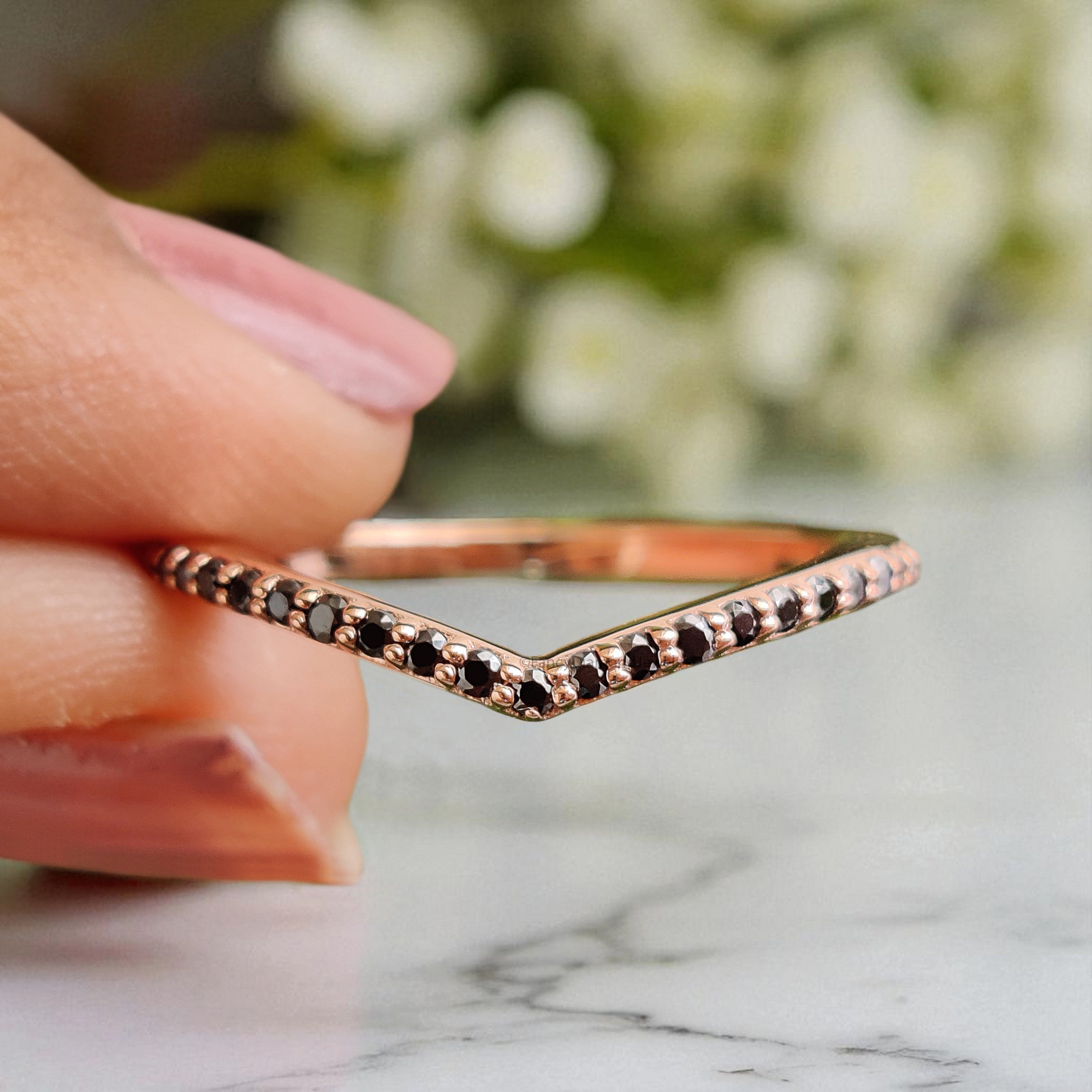 0.20 CT Natural Black Color Diamond Wedding Band Silver/10K/14K/18K Half Eternity Minimalist stacking dainty matching anniversary Ring KD831