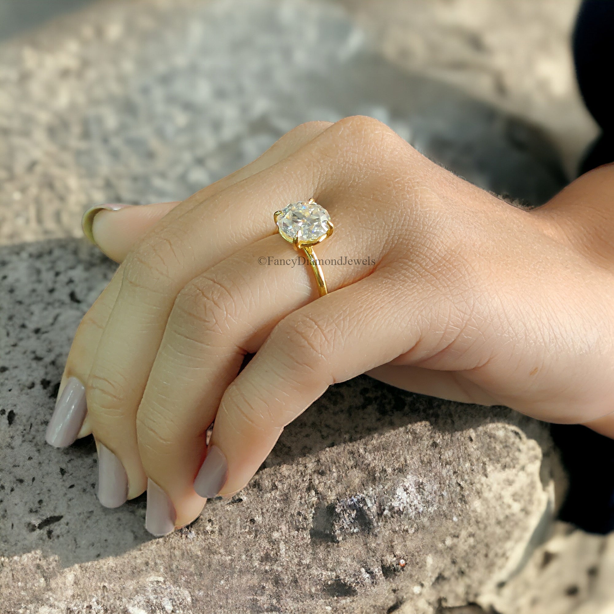 2.80 CT Round Old European Cut Colorless Moissanite Solitaire Ring Engagement Ring Wedding Ring Comfort Fit Yellow/White/Rose Gold Ring FD12