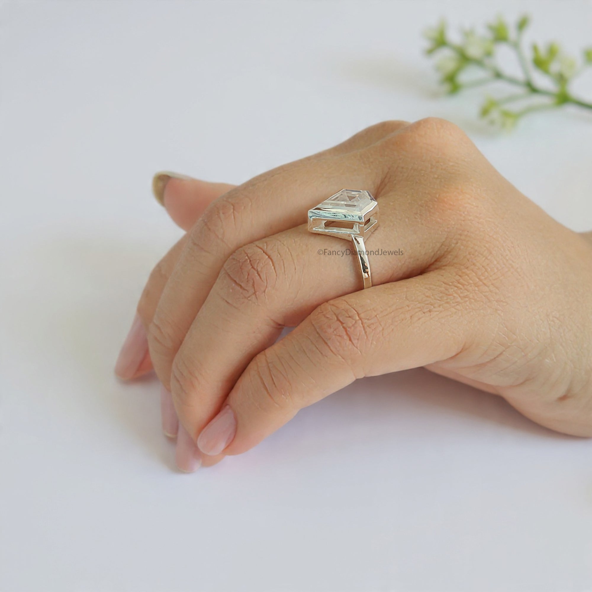 2.30 CT Shield Shape Moissanite Engagement Ring Colorless Moissanite Ring Bezel Set Wedding Ring Unique Moissanite Ring Gift for Her FD47