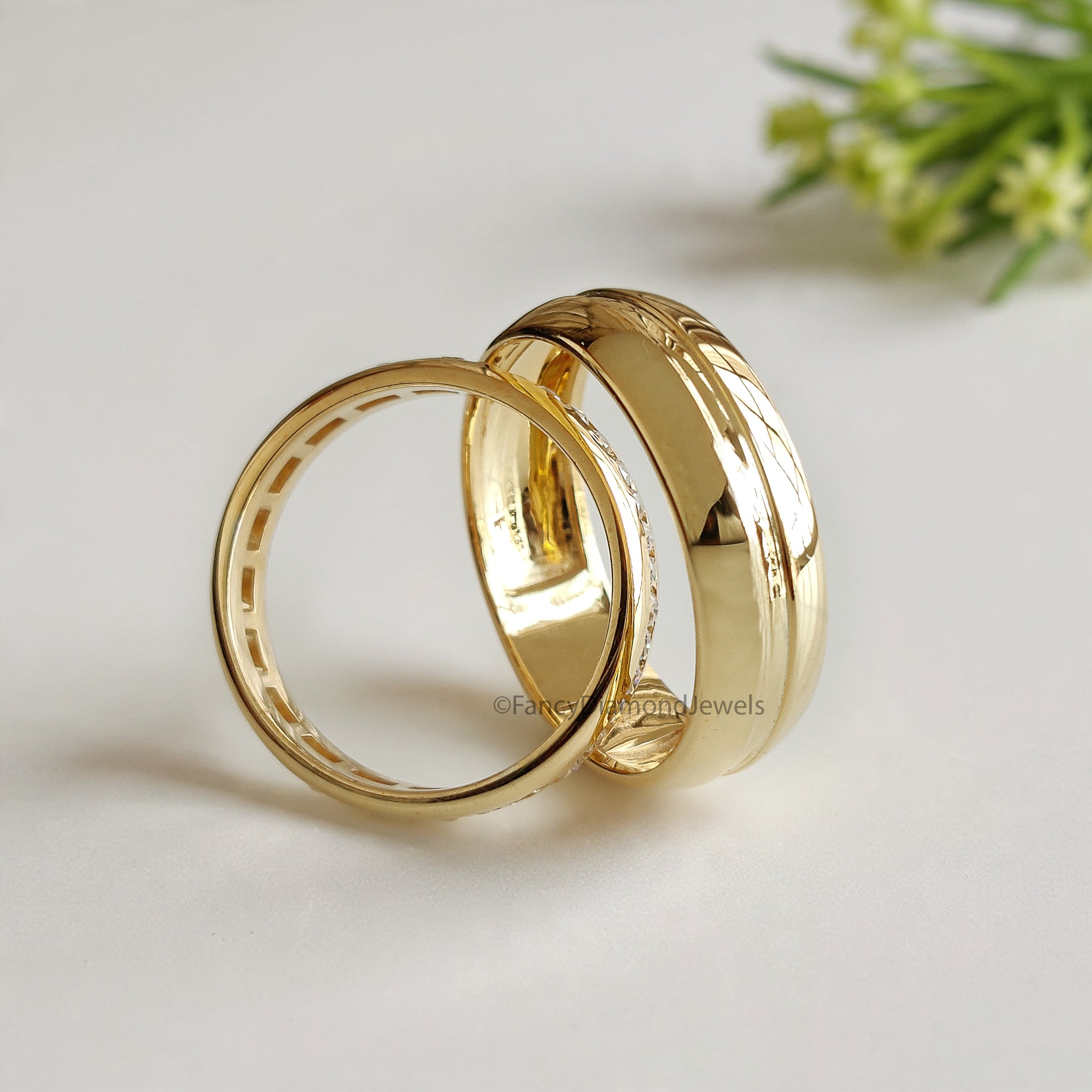 Elegant Silver Wedding Ring Set with Sparkling Diamonds for Couples Wedding Band Set with Channel Setting Perfect Symbol of Forever FD522