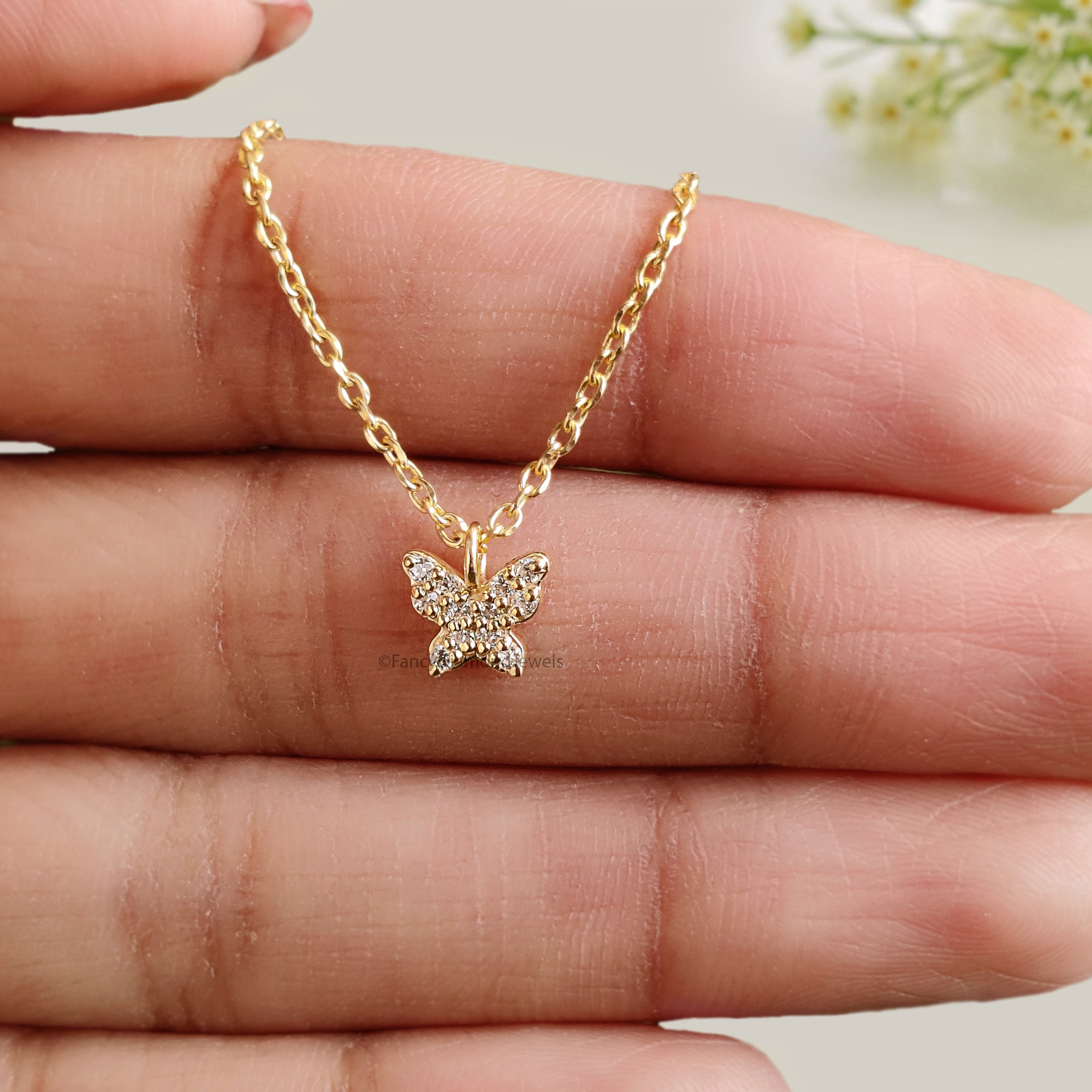 Dainty Crystal Butterfly Necklace Bridesmaid Jewelry Yellow Silver handmade jewelry Necklace Minimalist Jewelry Necklace With Chain FD525