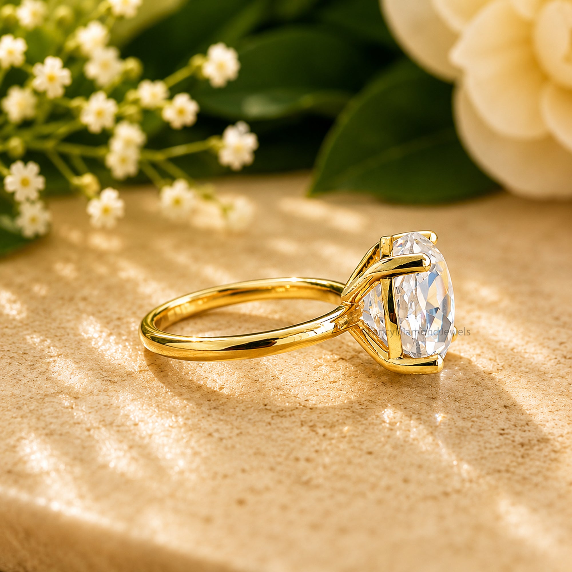 Round Rose Engagement Diamond Ring 14k Gold Filled Solitaire Lab Created Moissanite Style Promise Wedding Anniversary Gift For Her FD572