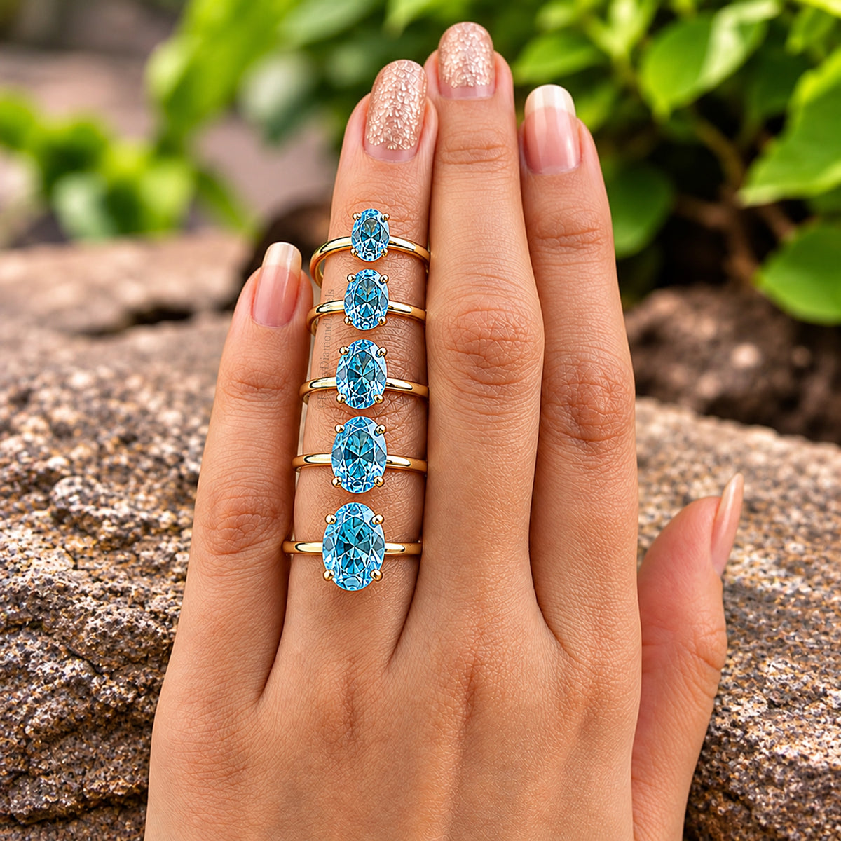 Oval Blue Aquamarine stone engagement ring 12mm 10mm 9mm 8mm 7mm  ring silver simulant Ring Solitaire ring Diamond ring Gift for her FD346
