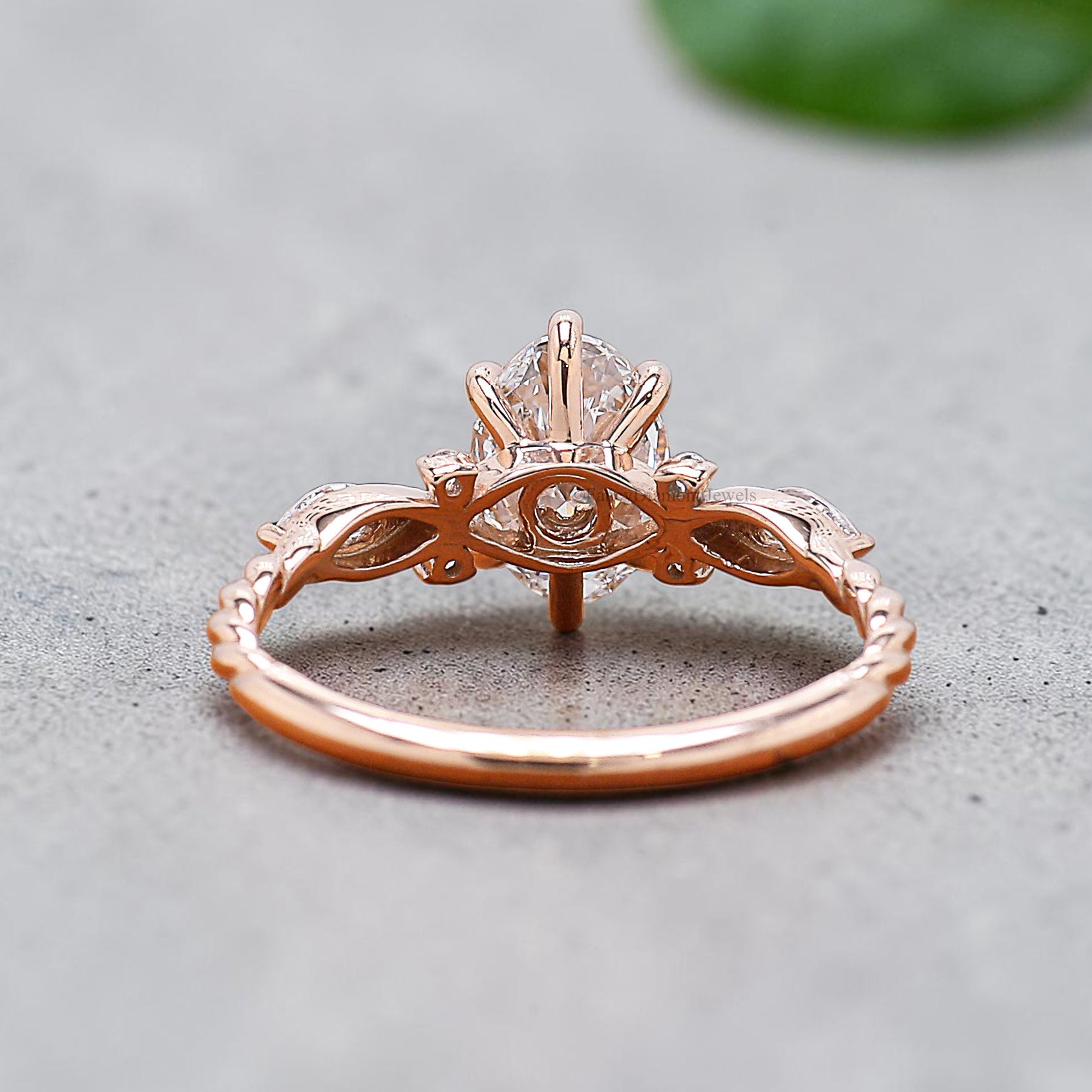 Oval Shape Lab Grown Diamond Engagement Ring Solid Gold Ring Oval Cut Lab Diamond Ring 3/4 Eternity Twisted Ring Anniversary Gift FD580