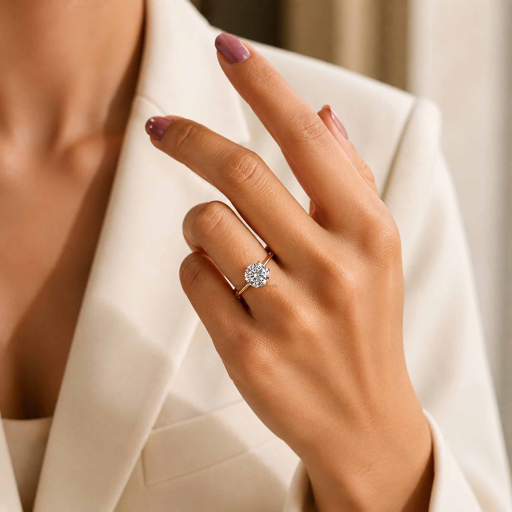 Round Cut Engagement Ring, Moissanite Diamond Wedding Ring for Women, Round Shape Moissanite Solitaire Propose Ring, Anniversary Gift FD599