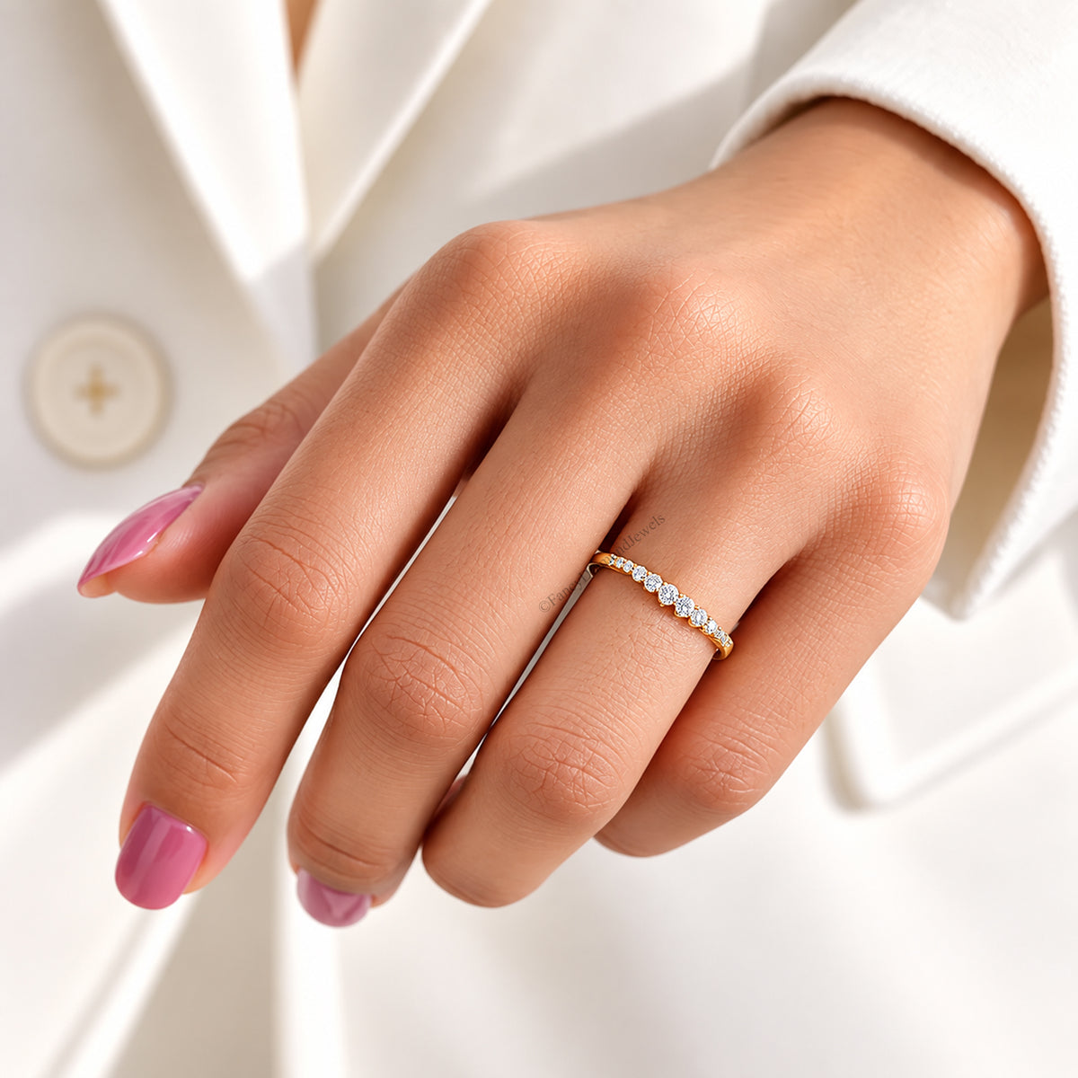 Dainty Solid Gold Moissanite Stacking Band, 10K Gold Stackable Promise Ring, Minimalist Statement Ring, Anniversary Gift for Her FD608