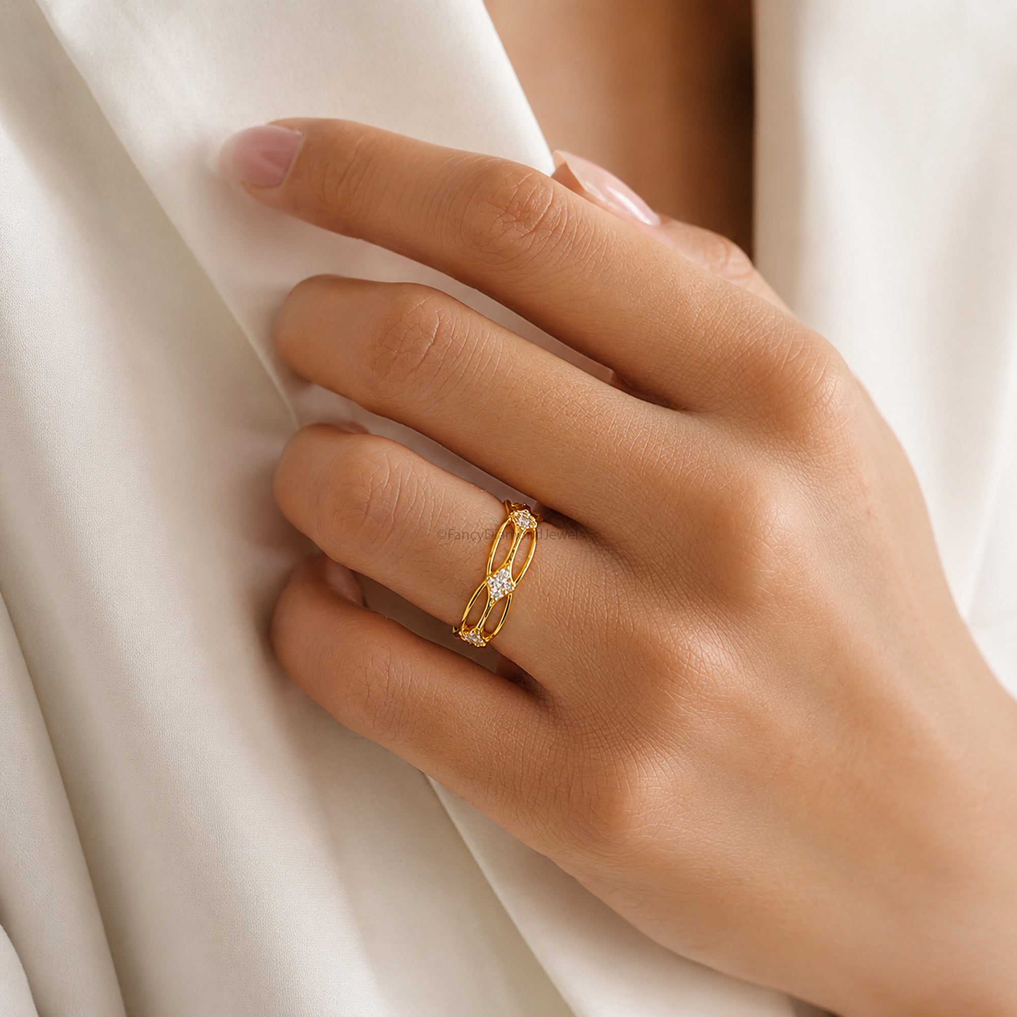 Unique Infinity Irish Knot Ring Lab Grown Diamond Celtic Knot Ring 14K Vintage Lab Wedding Band For Bridal Matching Ring For Women FD571