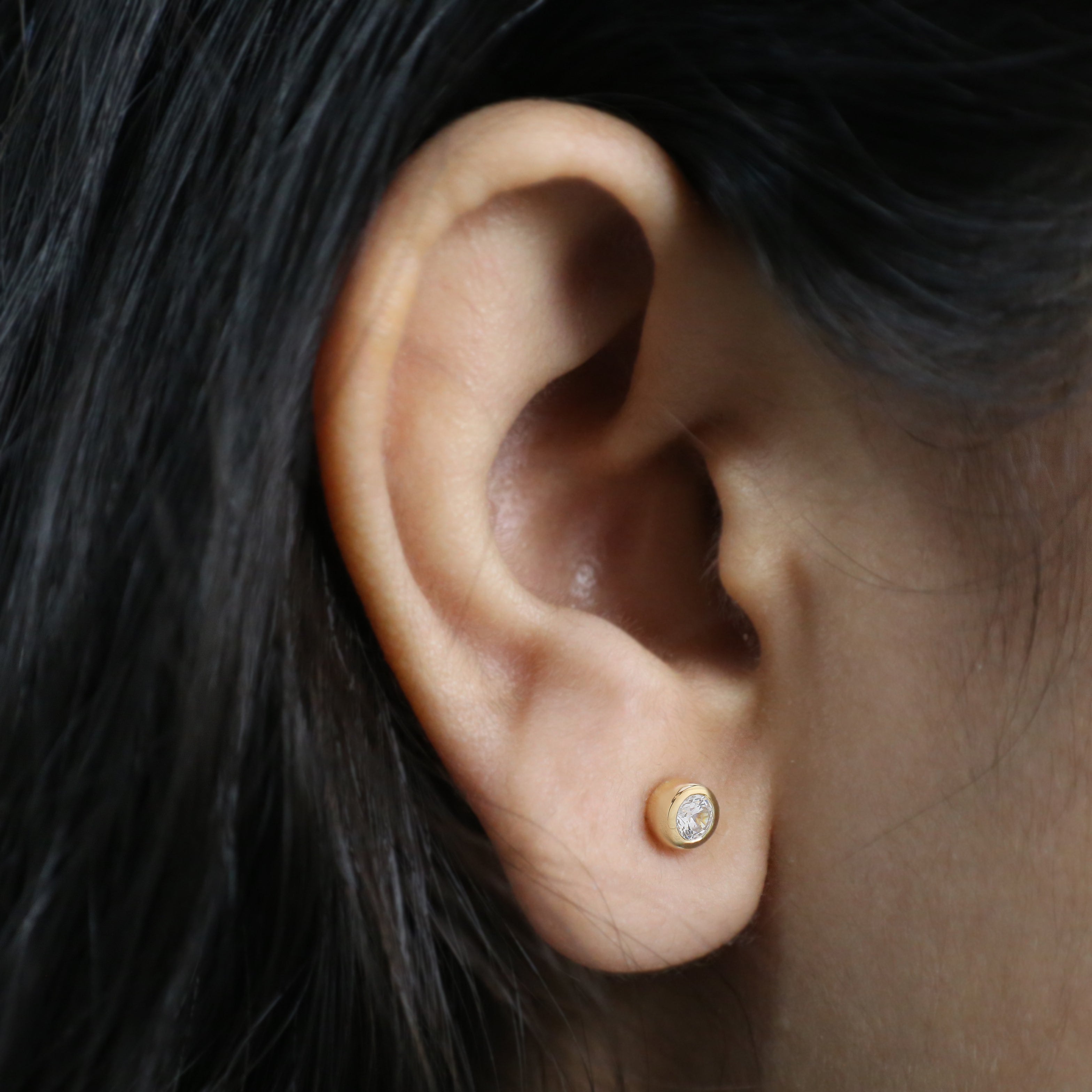 Natural White Round Diamond Earring Round Brilliant Shape Earring Bezel Earring Engagement Earring Earlobe Earrings Gift For Her KD1000