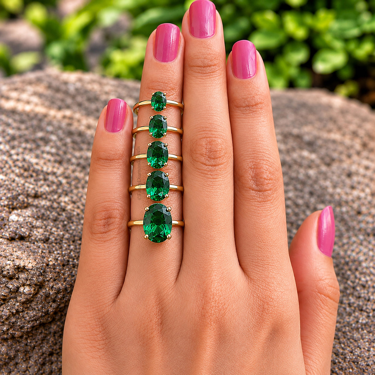 Oval Green Emerald stone engagement ring 12mm 10mm 9mm 8mm 7mm  ring silver simulant Ring Solitaire ring Diamond ring Gift for her FD342