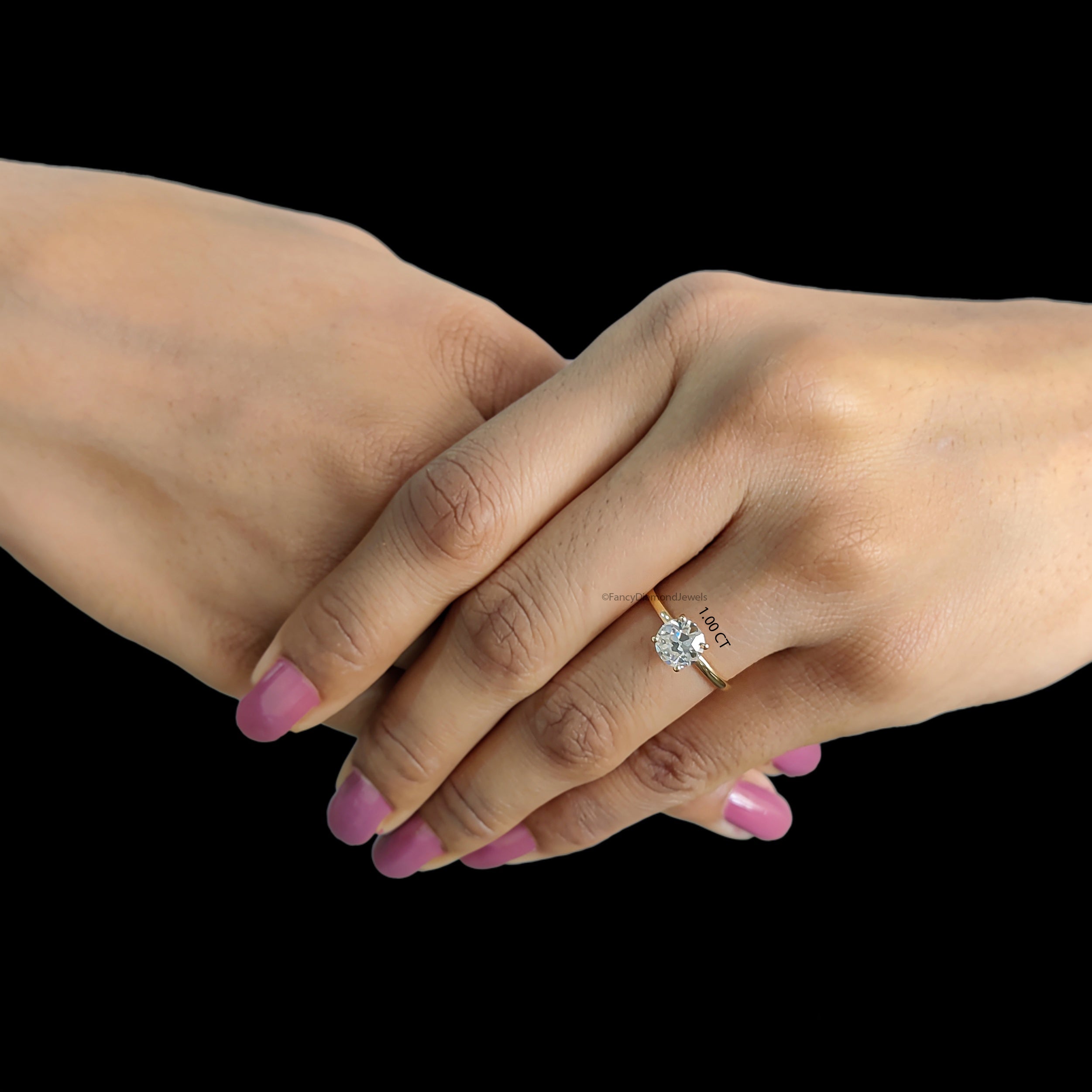 Old European Cut Diamond Engagement Ring, Vintage Style Lab Grown Round Diamond Solitaire Ring, Anniversary Gift Ring, Gift for Her FD561