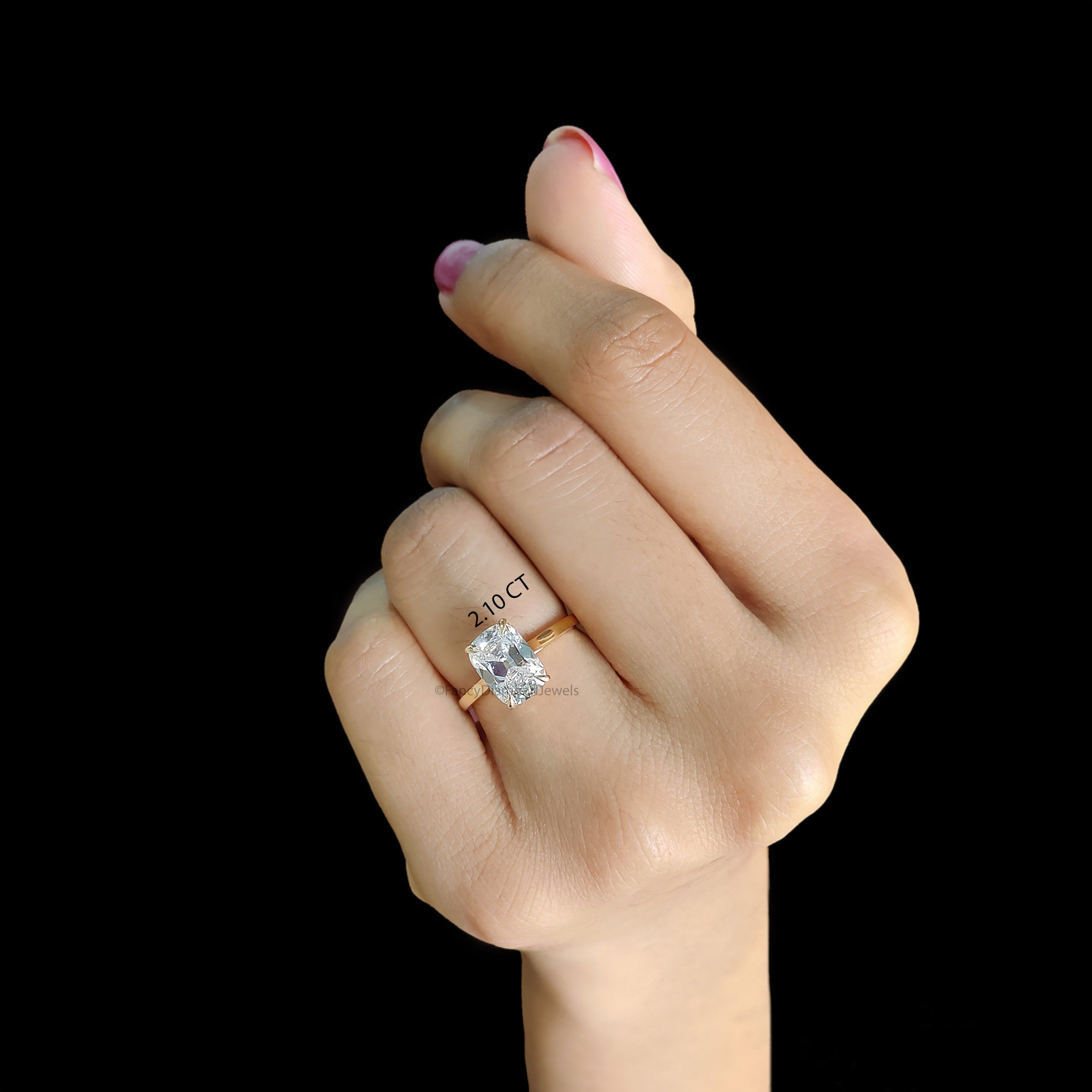 Old Mine Cushion Cut Diamond Solitaire Engagement Ring, Lab Grown Diamond Wedding Ring, Cushion Diamond Ring, Anniversary Gift for Her FD558