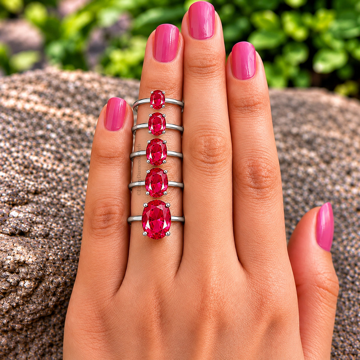 Oval Red Ruby engagement ring 12mm 10mm 9mm 8mm 7mm stone ring Simulant Solitaire ring Oval Red Diamond ring Silver ring Gift for her FD331