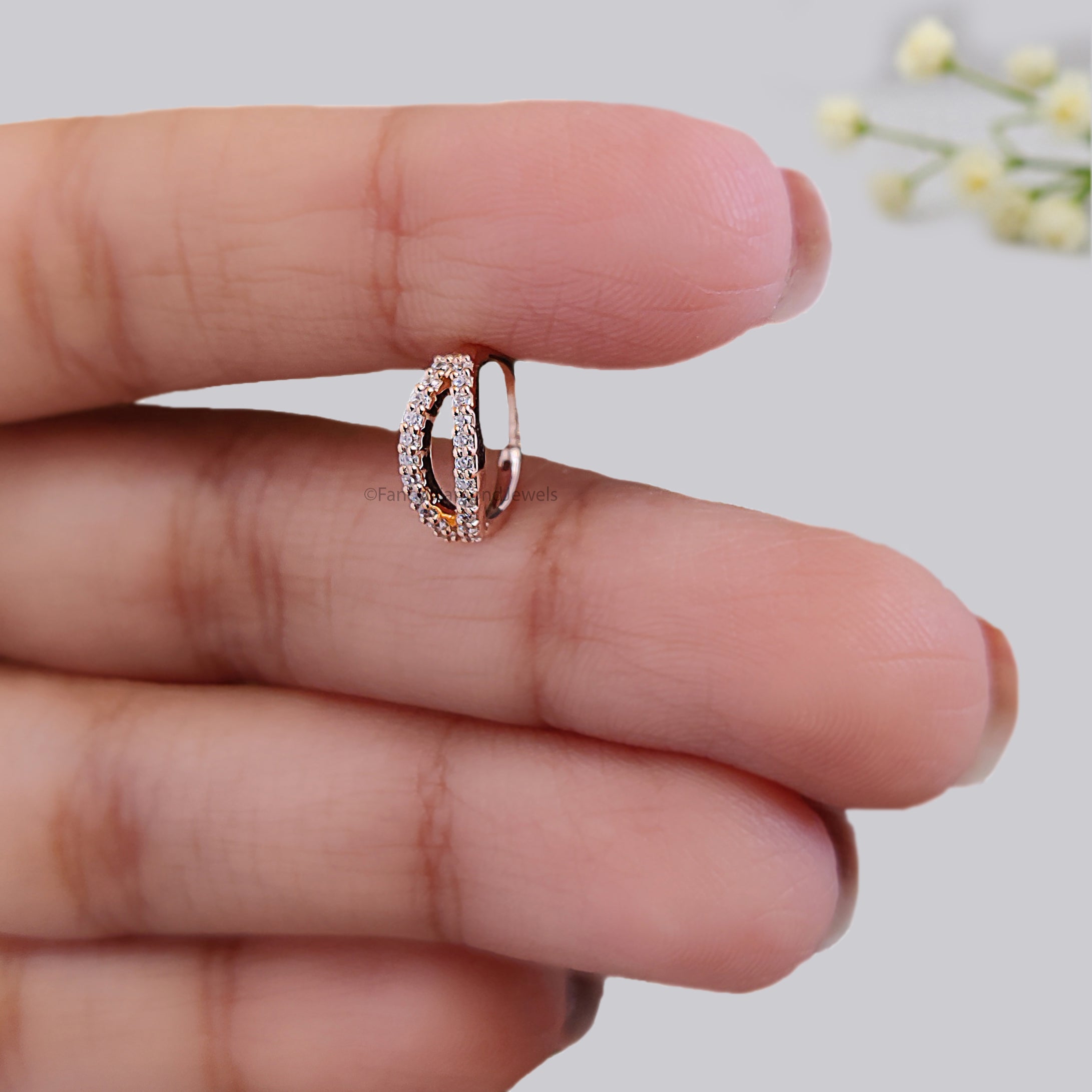 Moissanite Diamond Nose Ring Nose Studs Double Line Nose Ring Hoop Nose Stud Rose Gold Nose Ring Gold Nose Ring Diamond Nose Stud Hoop FD495