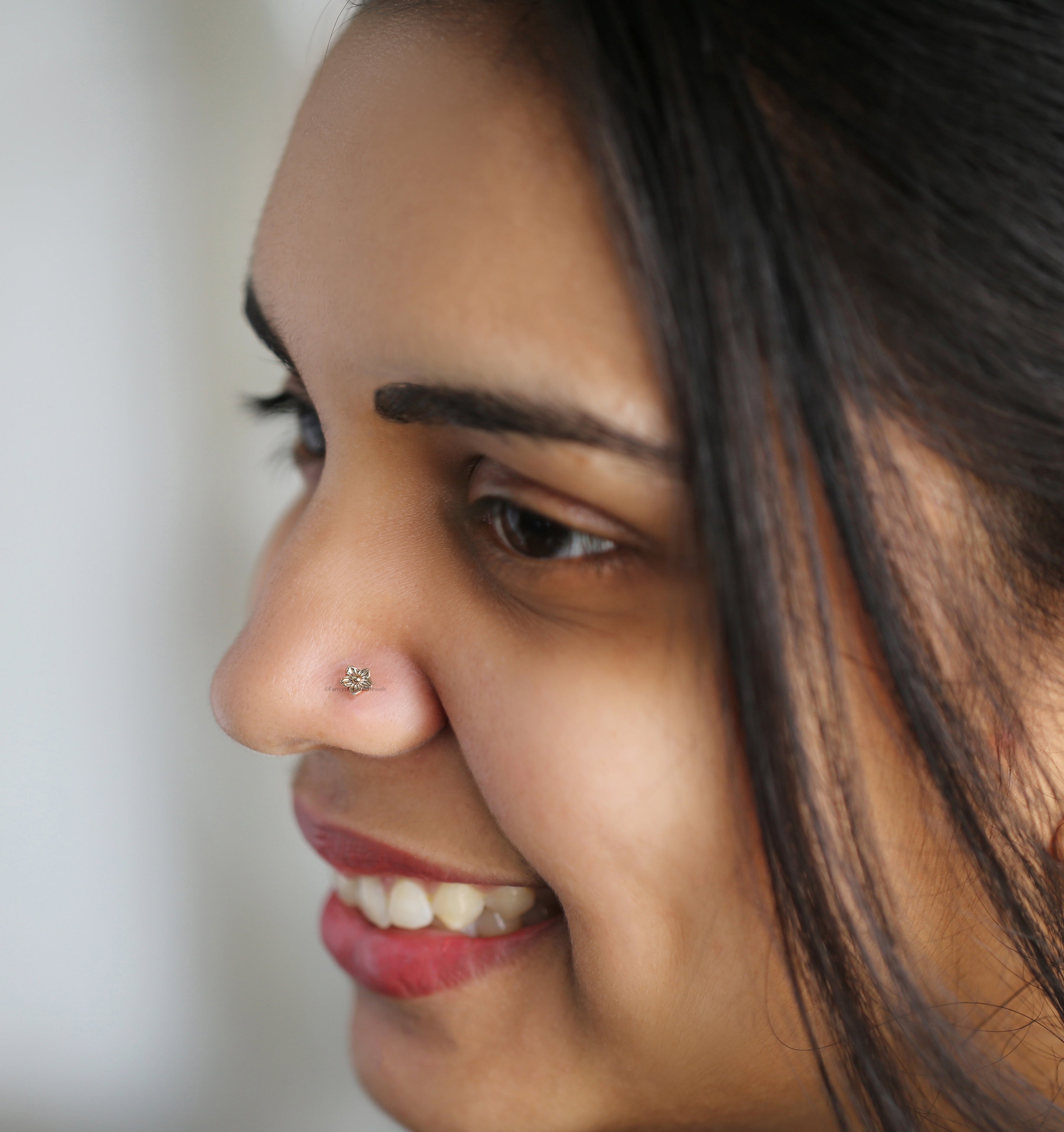 Flower Nose Stud Unique Nose Ring Flower Nose Piercing Gold Rose Gold Sterling Silver Nose Stud Small Tiny Nose Ring FD484