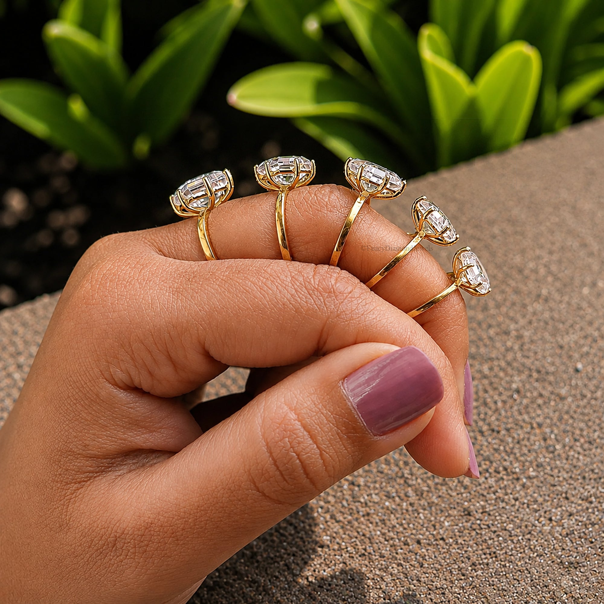 Kite Cut Engagement Ring 9mm 10mm 11mm 12mm 13mm Stone Ring Silver Promise Ring Six Prong Ring Solitaire Simulant Ring Gift For Her FD310