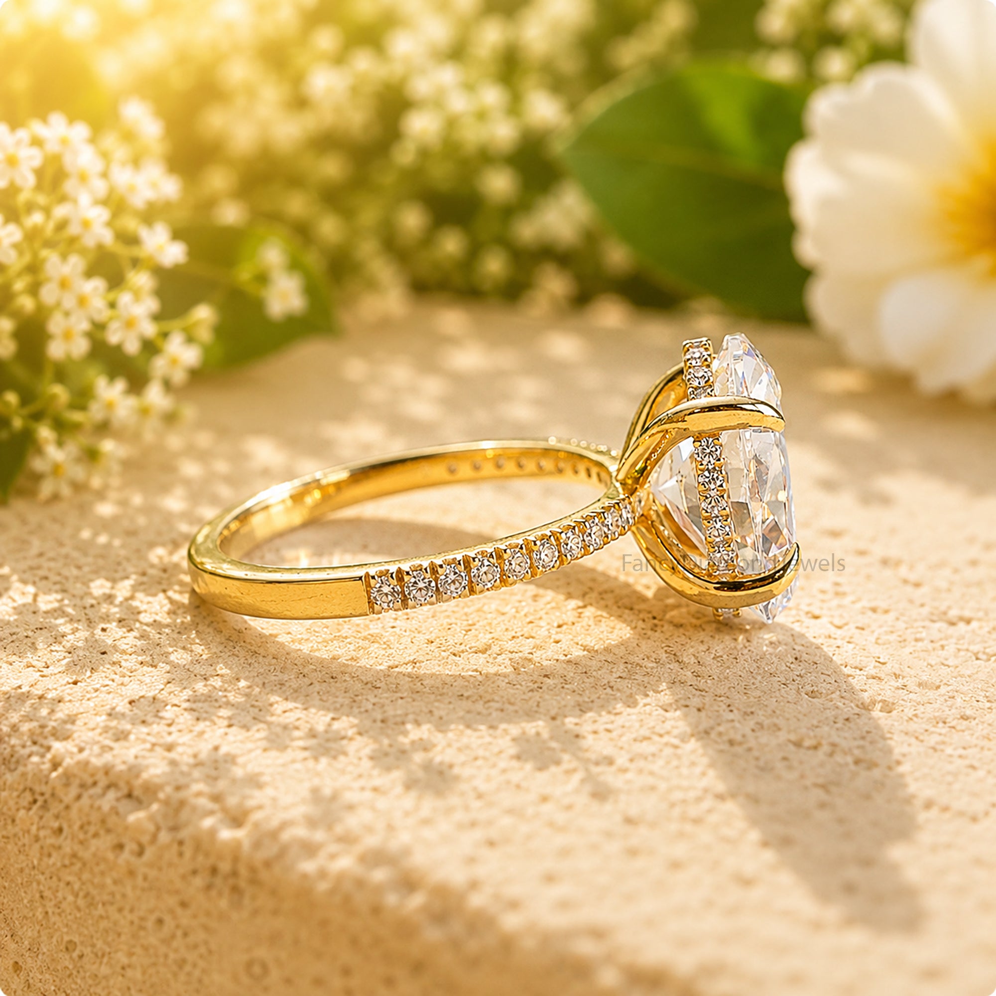 Oval Engagement Ring With Round Side Stone, Hidden Halo CZ Wedding Ring, Travel Ring, Classic Promise Ring, Dainty Anniversary Gift FD577