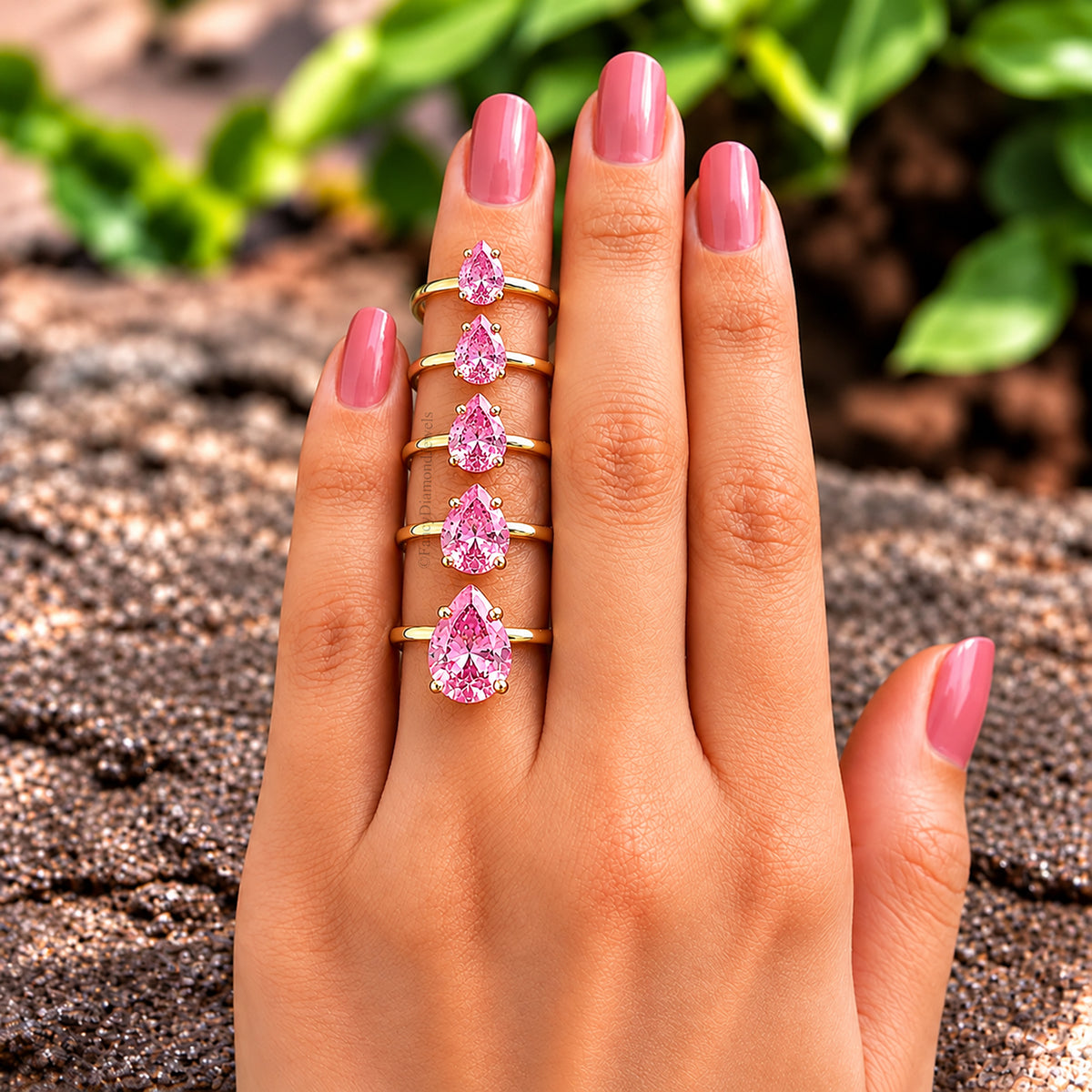 Pear Pink Tourmaline engagement ring 12mm 10mm 9mm 8mm 7mm stone ring Simulant Solitaire ring Diamond ring Silver ring Gift for her FD352