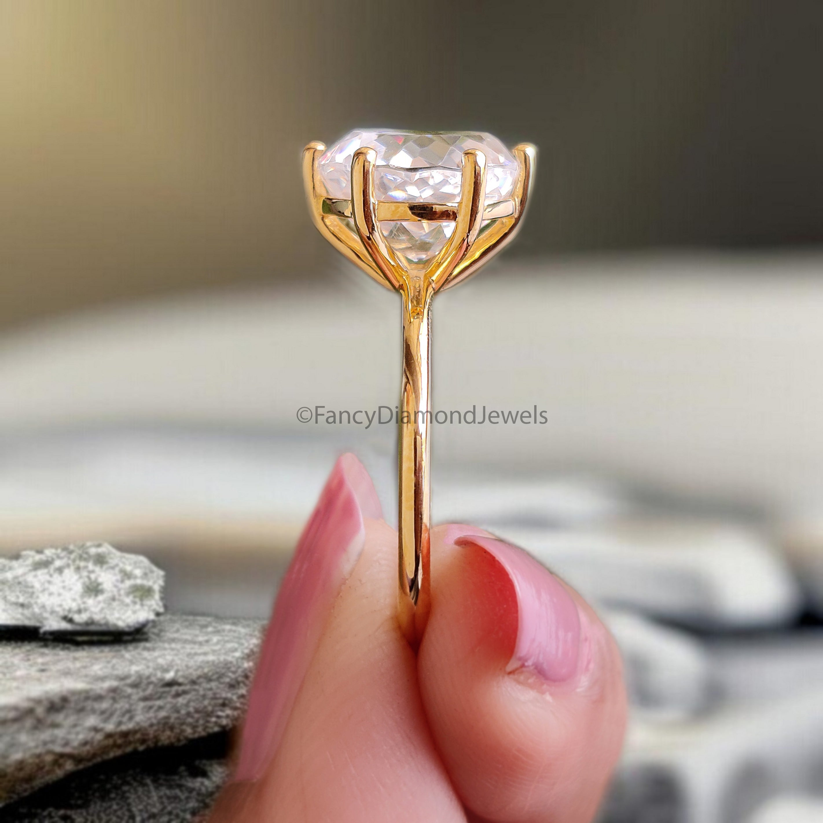 Round Portuguese Cut Diamond engagement ring 7 mm to 11 mm stone ring Simulant Diamond Solitaire Silver Promise ring Gift for her FD523