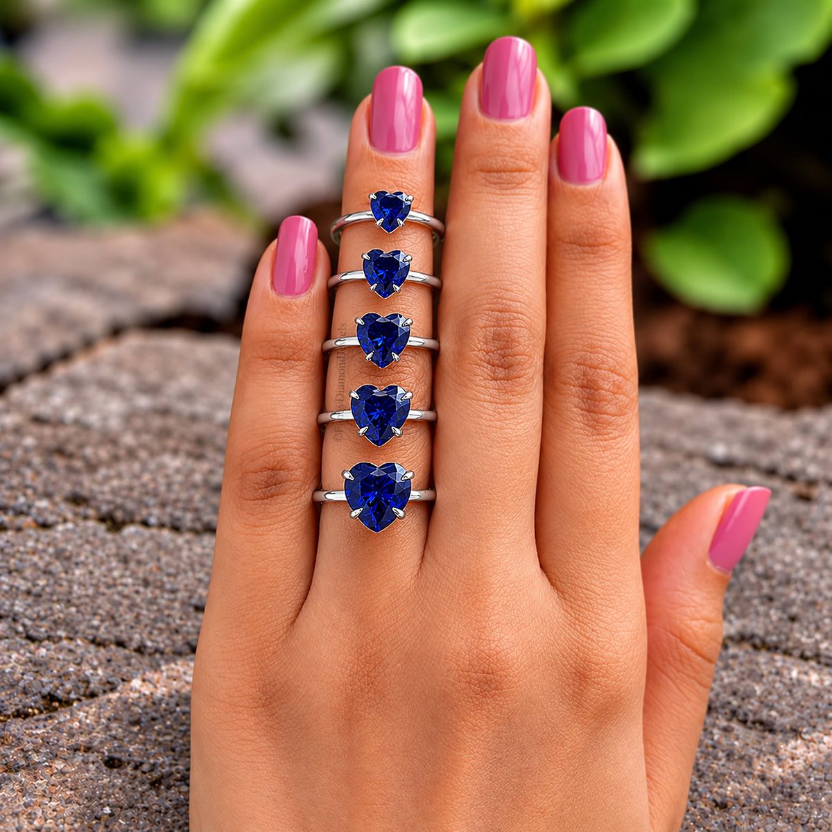 Heart Blue sapphire stone engagement ring 10mm 9mm 8mm 7mm 6mm ring silver simulant Ring Solitaire ring Diamond ring Gift for her FD541