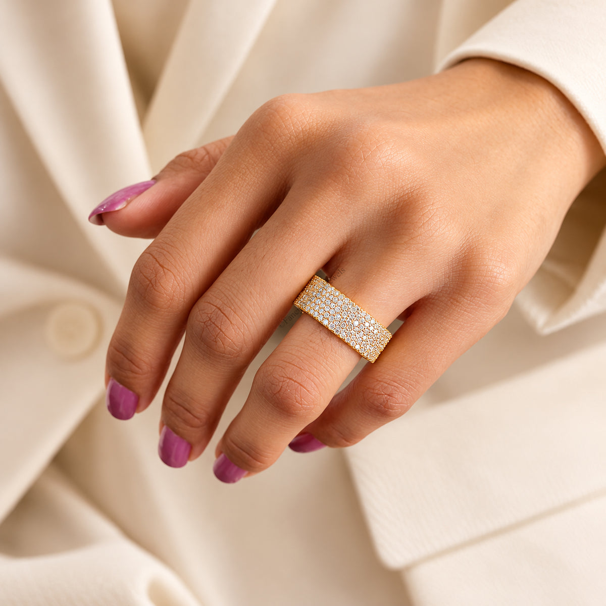 Dainty Solid Gold Round Moissanite Stacking Band, 10K Gold Stackable Promise Band, Minimalist Statement Band, Anniversary Gift for Her FD613