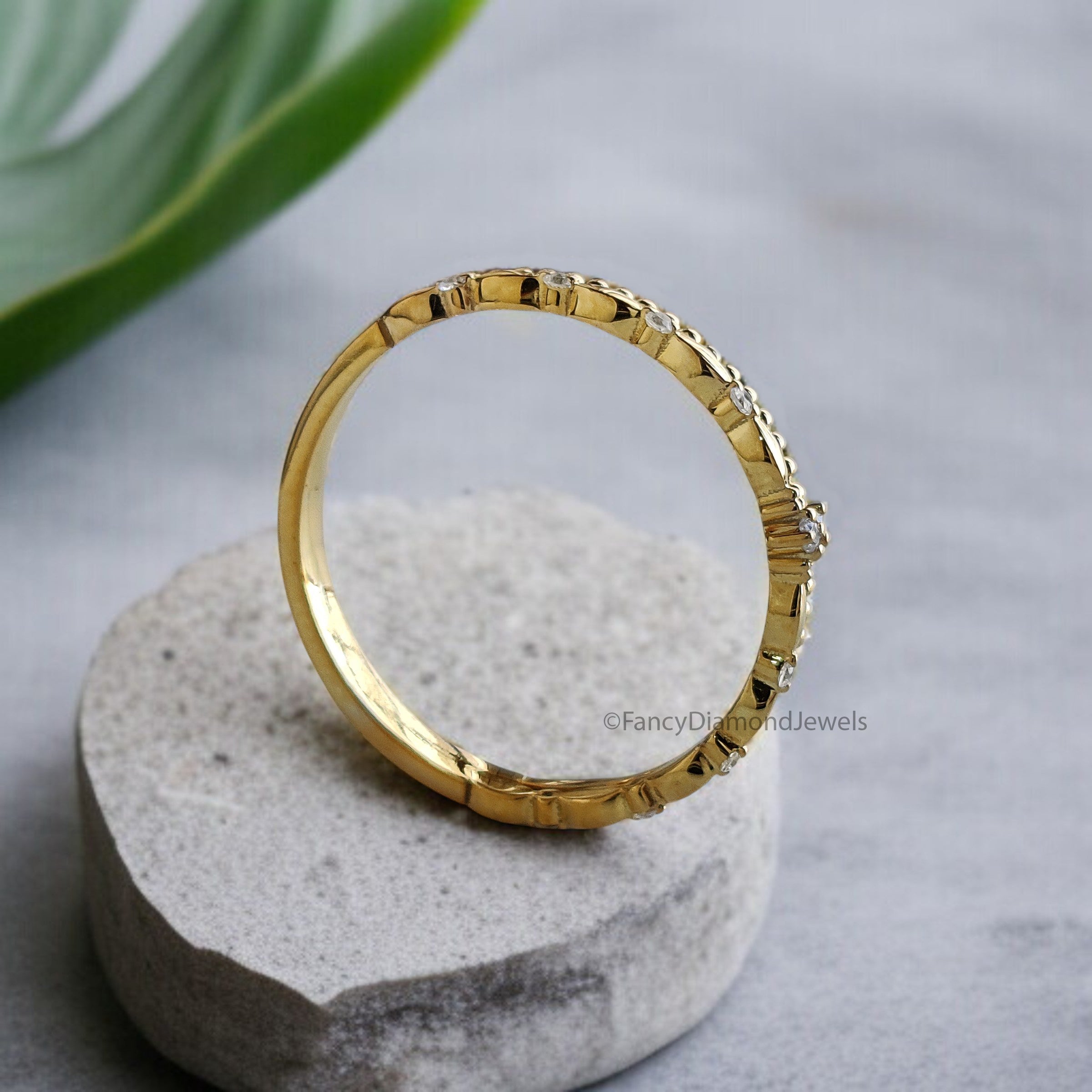 Natural White Double Diamond Wedding Band Silver Engagement Band Milgrain Ring Minimalist Stacking Diamond Promise Band Gift For Her FD518