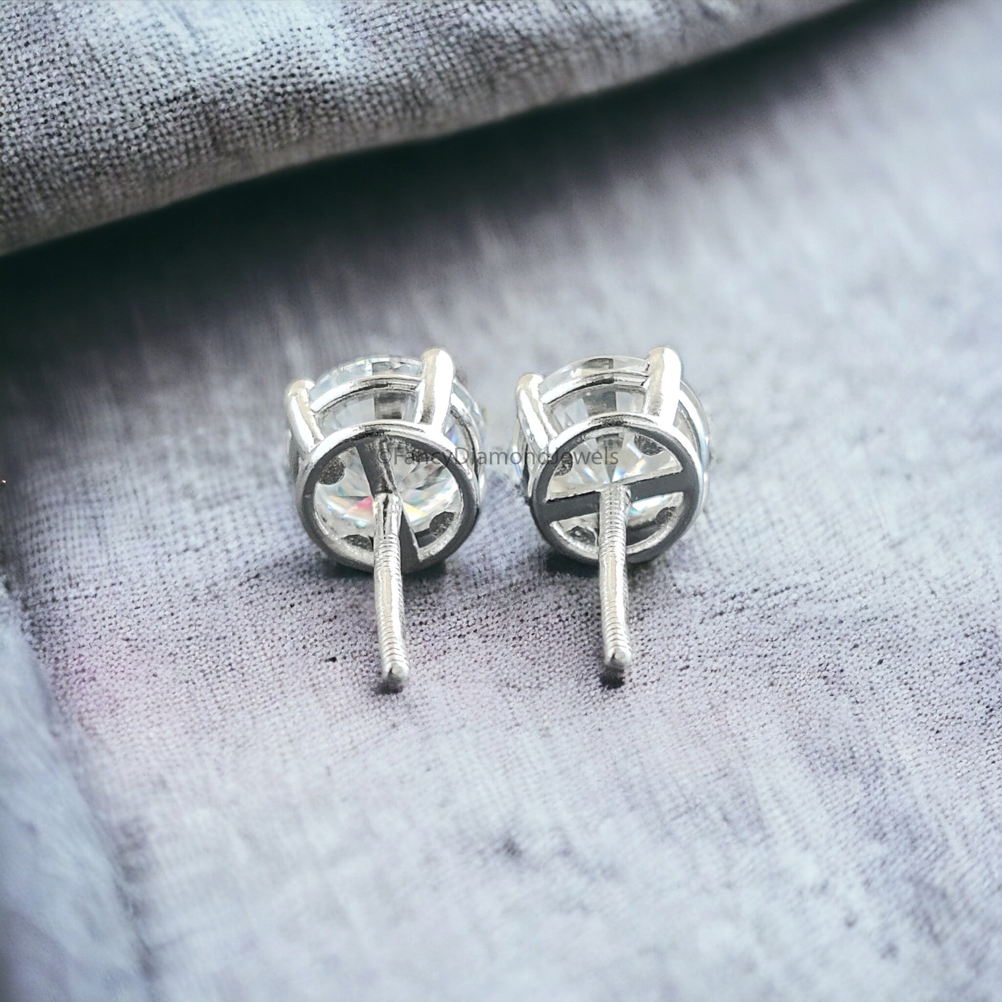 7 MM Round Brilliant Cut Earrings Colorless Moissanite Stud Earrings Screw Back Earrings Wedding Earrings Round Studs Earrings for Her FD26