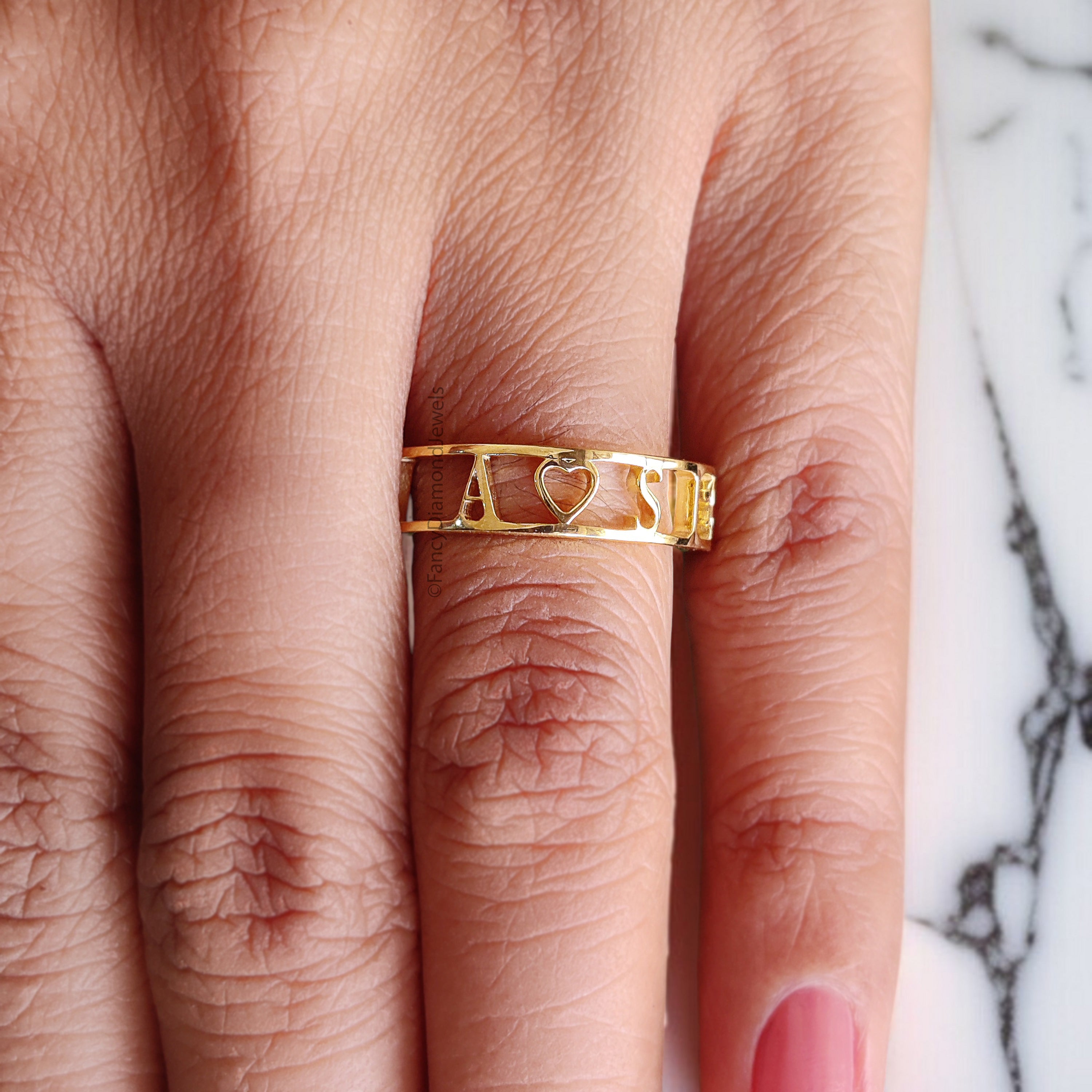 Double Name Gold Jewelry Ring Birthday Gift for Her Customize Heart Name engagement Ring Personalized Ring Stackable Custom Name Ring FD412