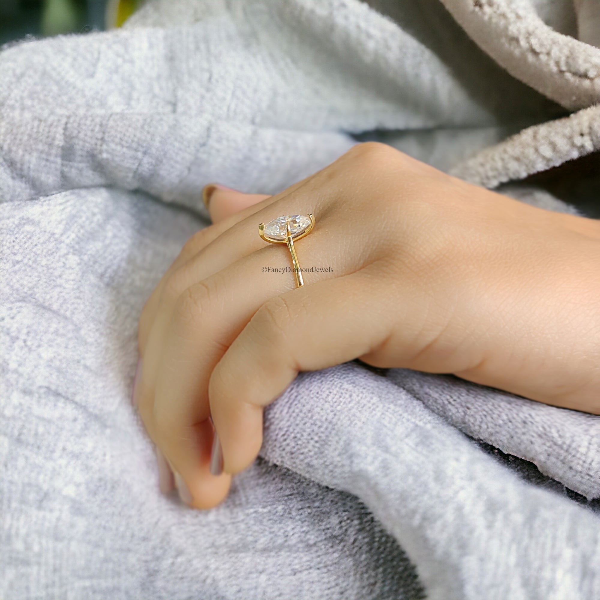 1.20 CT Dutch Marquise Cut Colorless Moissanite Ring Marquise Solitaire Engagement Ring 14K Solid Gold V Prong Set Ring For Beloved FD110