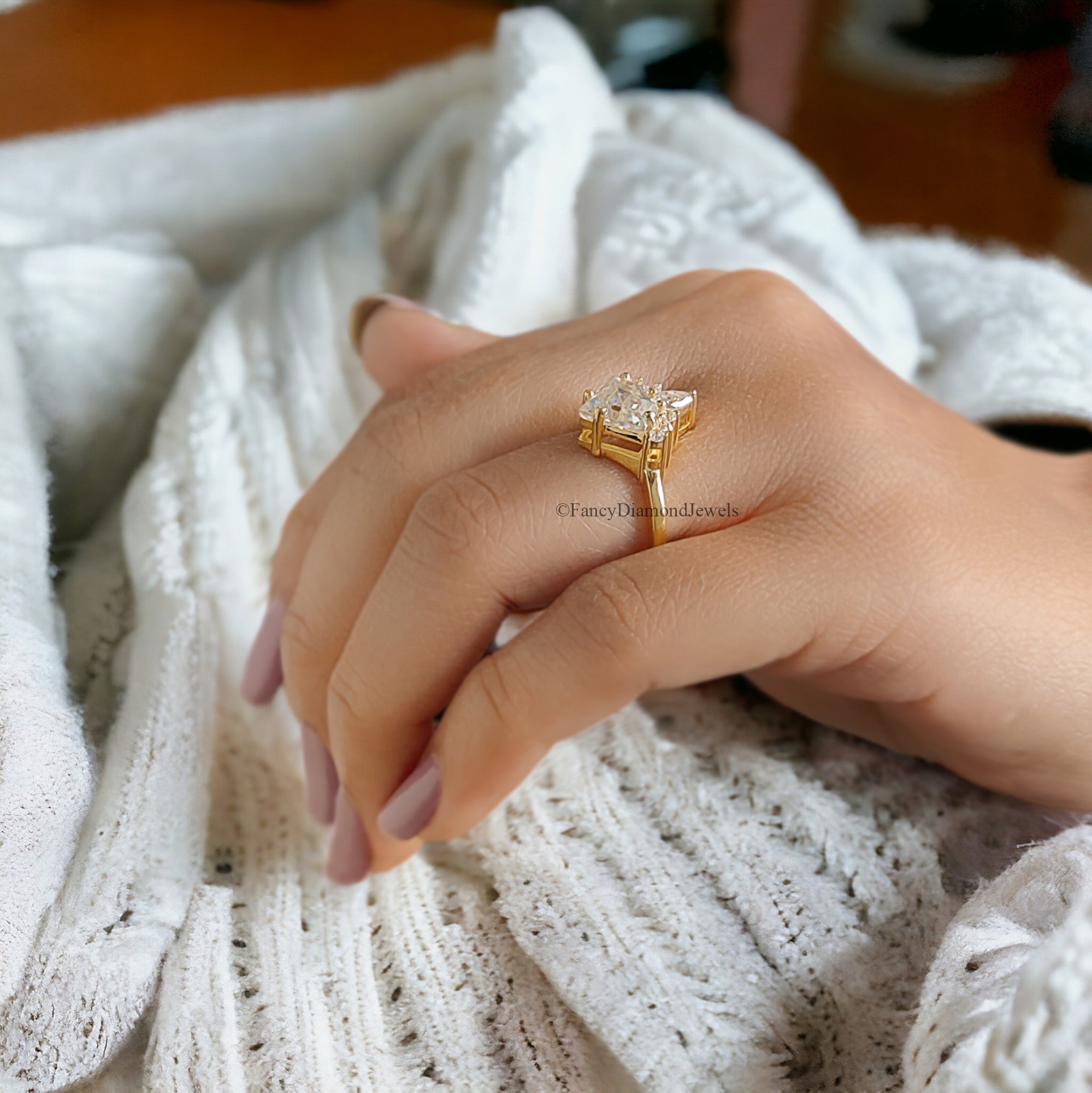 2.20 CT Shield Shape Moissanite Engagement Ring Colorless Moissanite Ring Prong Set Wedding Ring Unique Moissanite Ring Gift for Her FD78