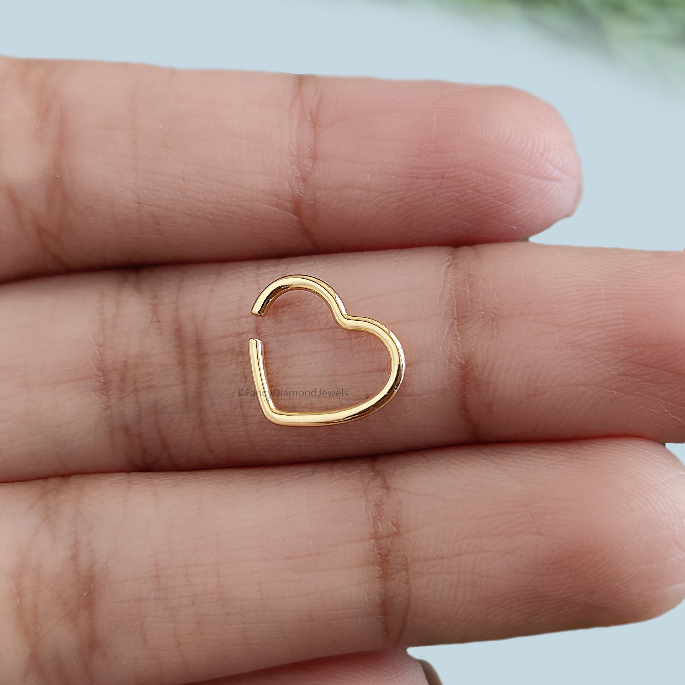 Fake Heart Helix Ring Fake Piercing Silver Yellow Gold Cuff minimalist-style earring 14K Yellow Gold Ear Wrap Cuff Gift For Her FD480