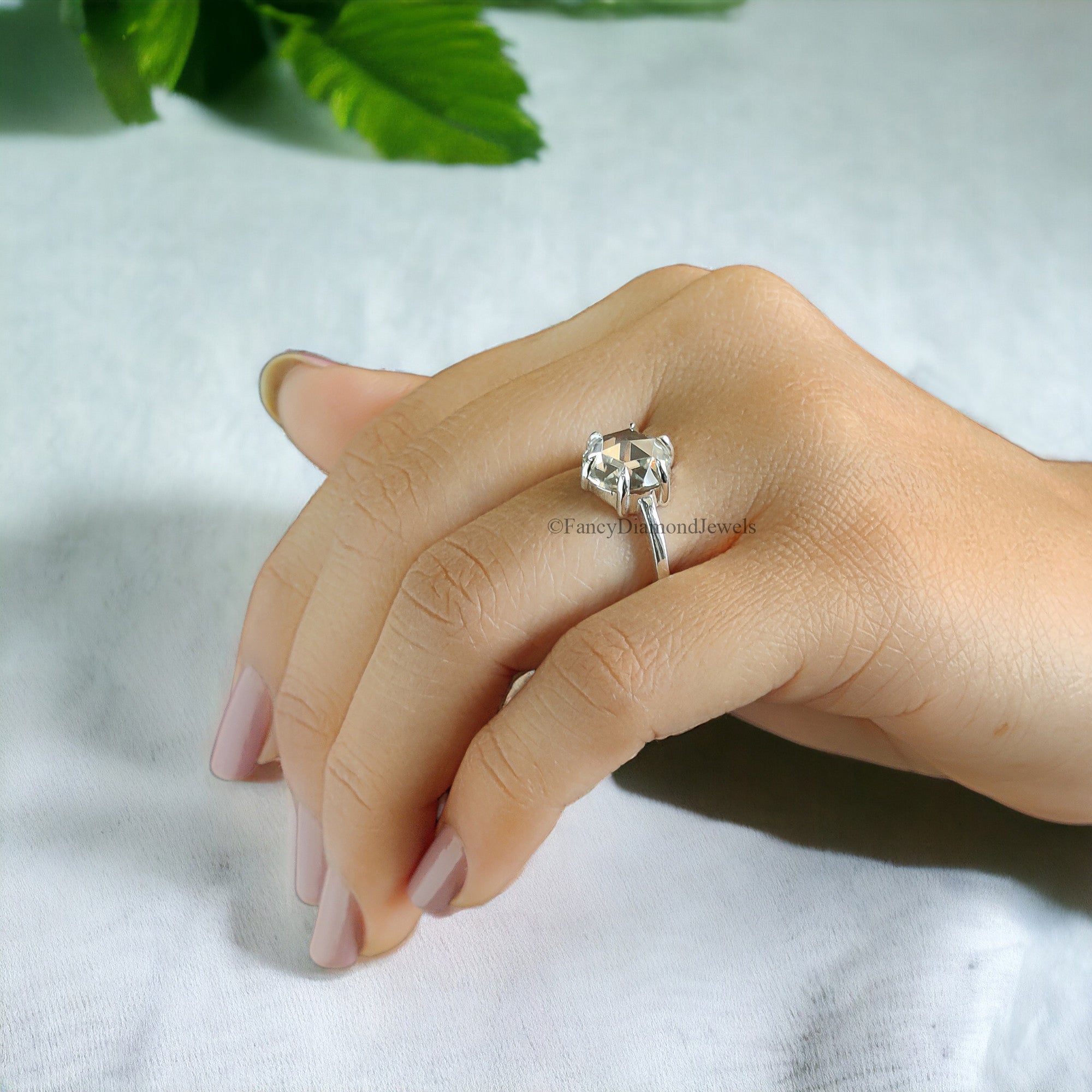 2.65 CT Round Rose Cut Colorless Moissanite Pointed Prong Simple Solitaire Engagement Ring Wedding Ring Anniversary Ring Bridal Ring FD28