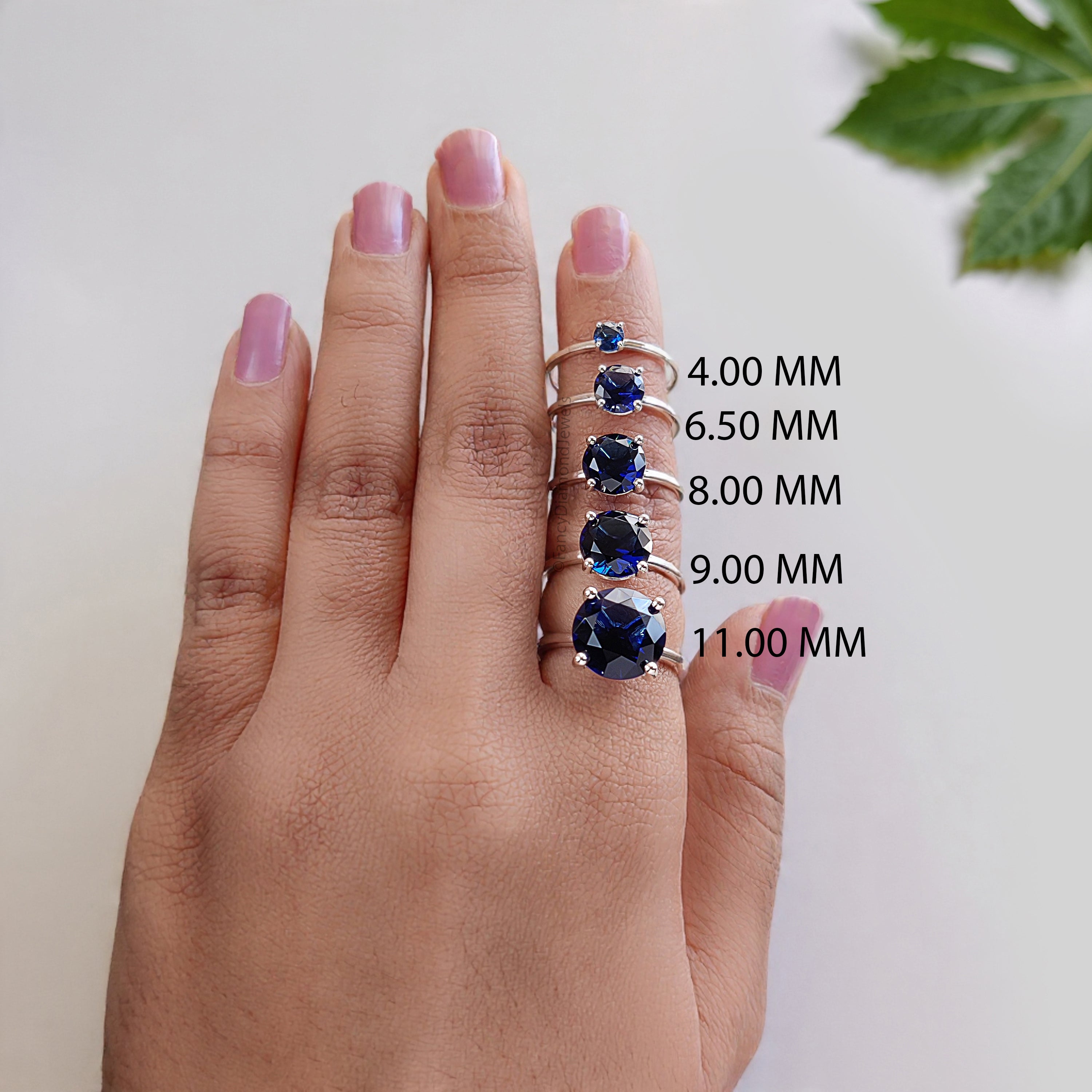 Round Blue sapphire stone engagement ring 11mm 9mm 8mm 6.50mm 4mm ring silver simulant Ring Solitaire ring Diamond ring Gift for her FD504