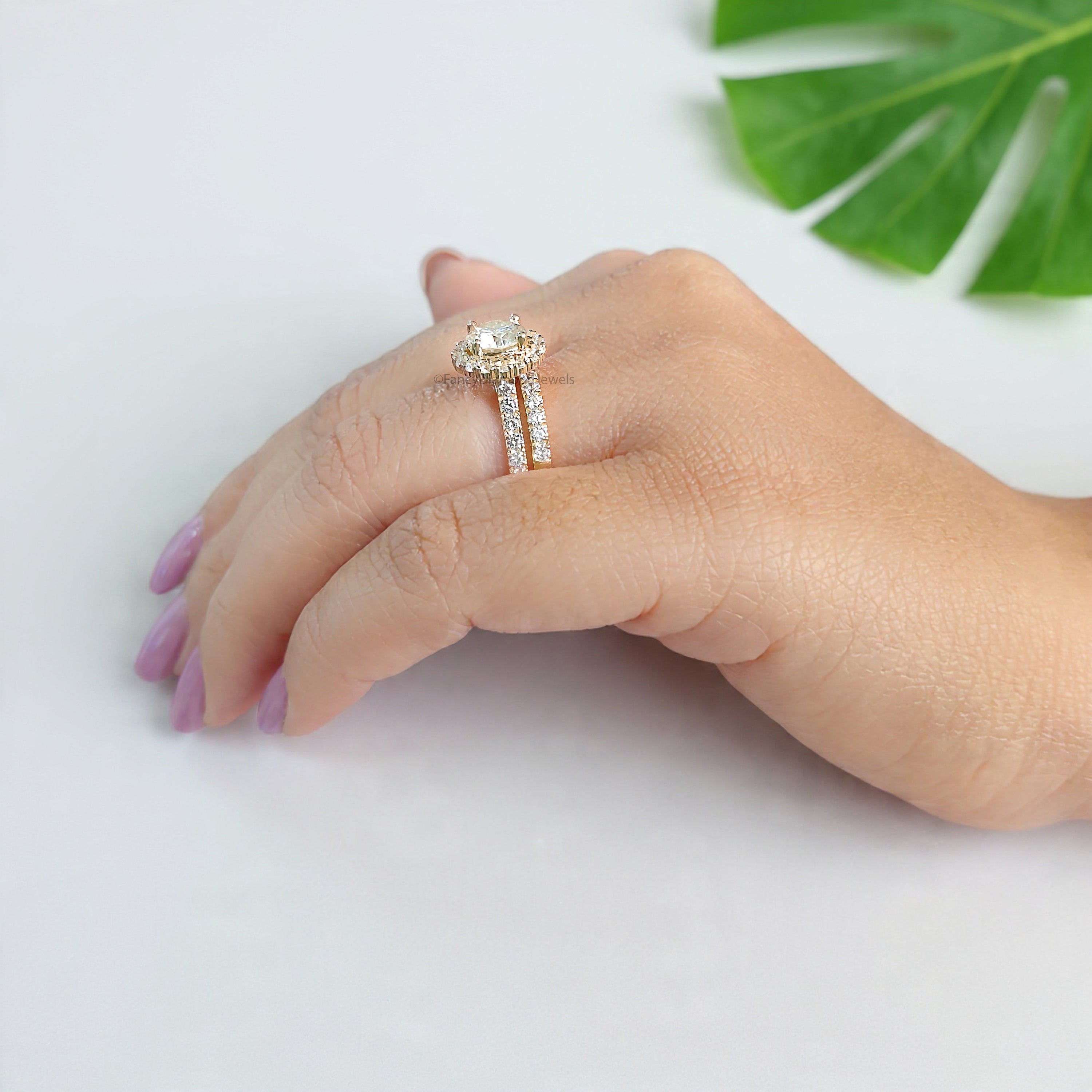 1.00 CT Round Lab Grown Diamond Promise Ring Set Round Diamond Set in Halo Ring Round Diamond Engagement Ring Gift For Wedding Ring FD471