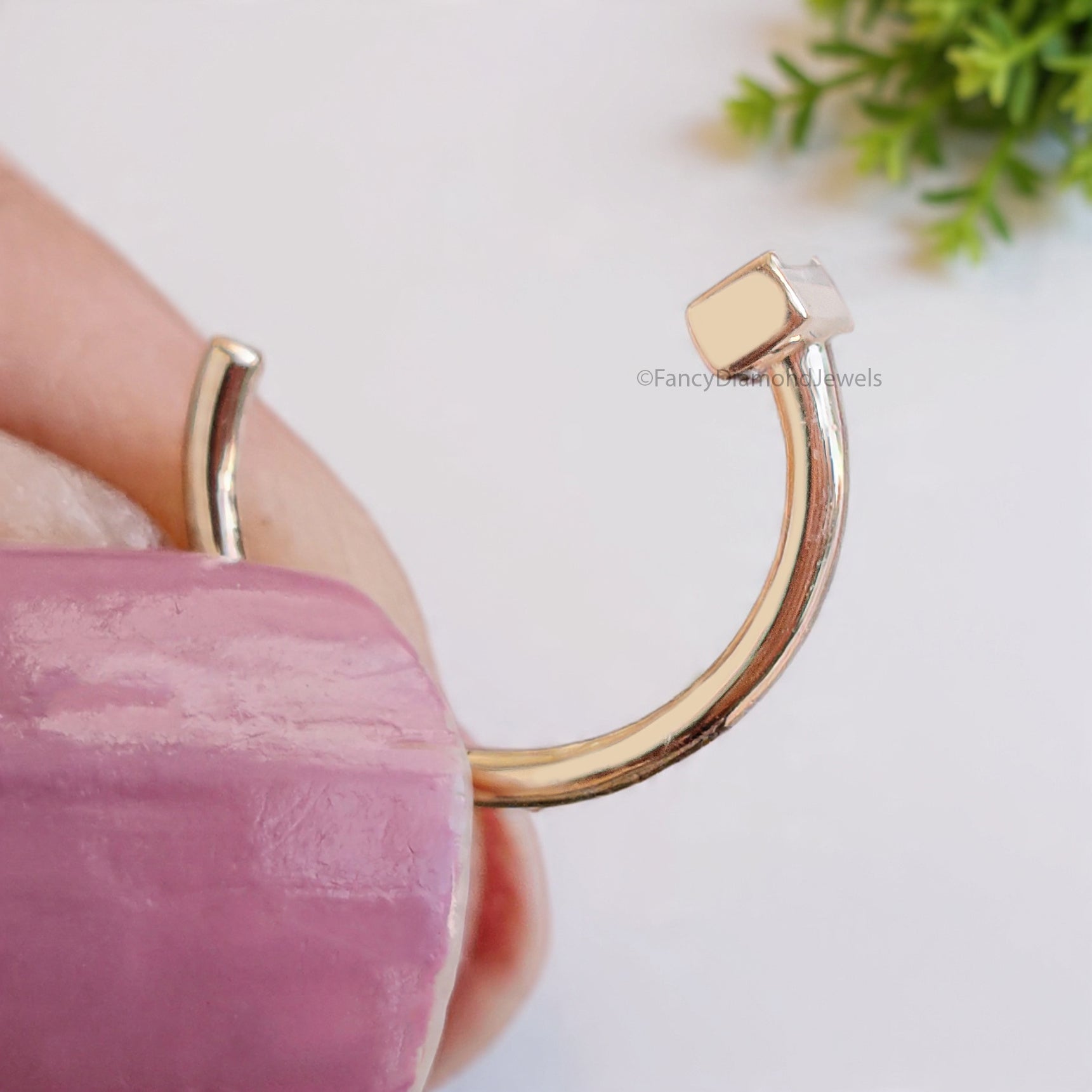 Tiny Baguette Hoops Earring Open Hoop Earrings Baguette Diamond Earrings Minimalist Earrings Classic and beautifully matched Earrings FD478