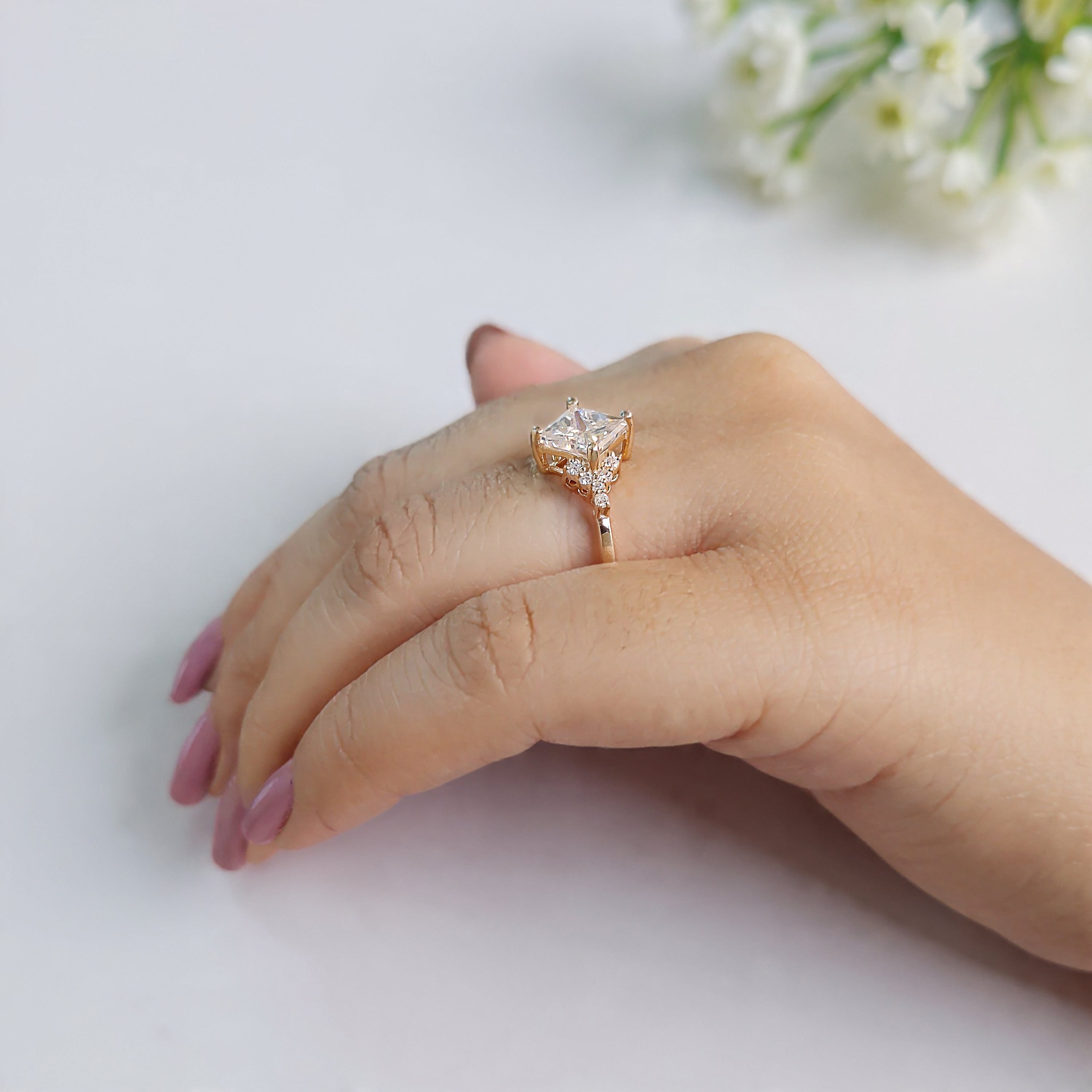 1.70 CT Princess Cut Lab Grown Diamond Engagement Ring Princess Diamond  With Prong Setting Ring Wedding Ring Princess Ring for Her FD468