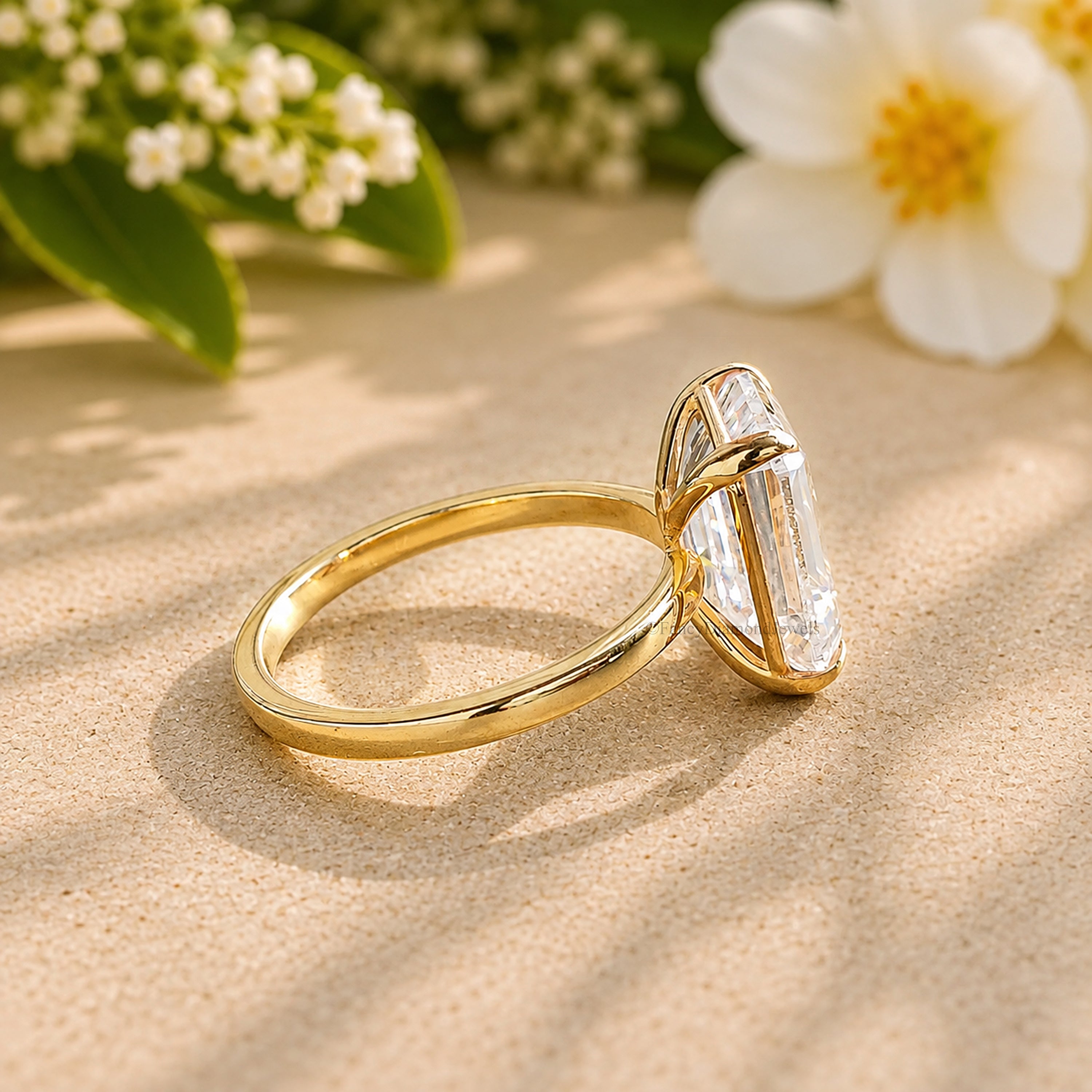 Emerald Cut Engagement Ring CZ Solitaire 925 Silver Diamond Simulant Travel Promise Moissanite Style Wedding Bridal Anniversary Gift FD199