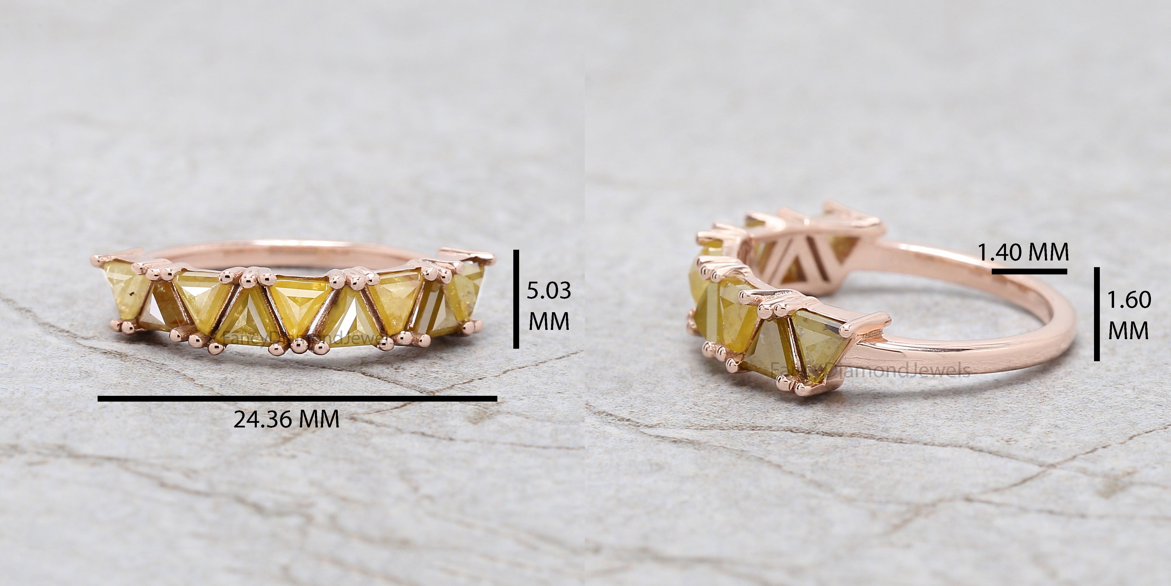 Triangle Cut Yellow Color Diamond Ring 1.28 Ct 3.75 MM Triangle Diamond Ring 14K Solid Rose Gold Silver Engagement Ring Gift For Her QL2052