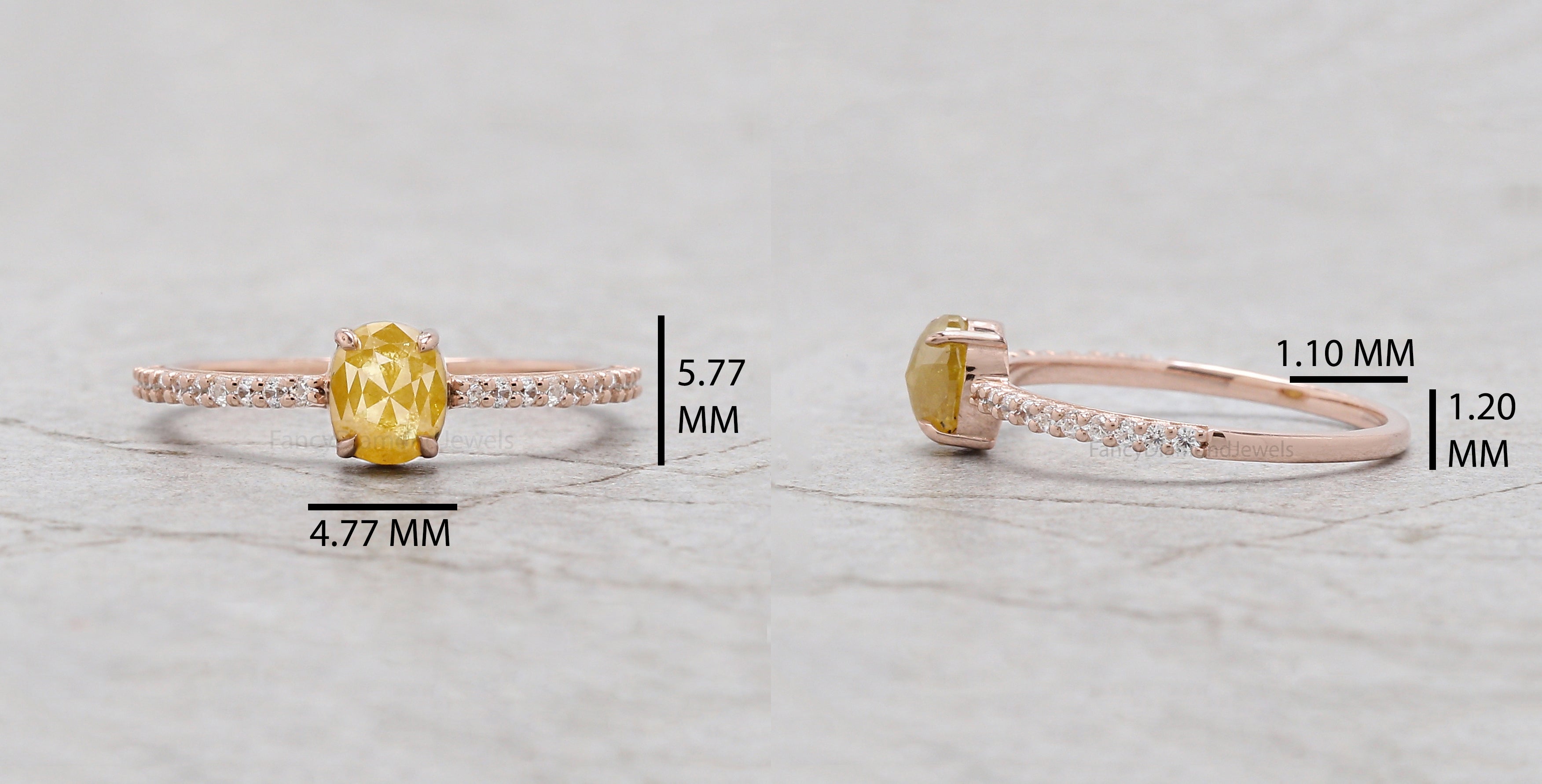 Oval Shape Yellow Color Diamond Ring 0.71 Ct 5.58 MM Oval Cut Diamond Ring 14K Solid Rose Gold Silver Engagement Ring Gift For Her QK2678