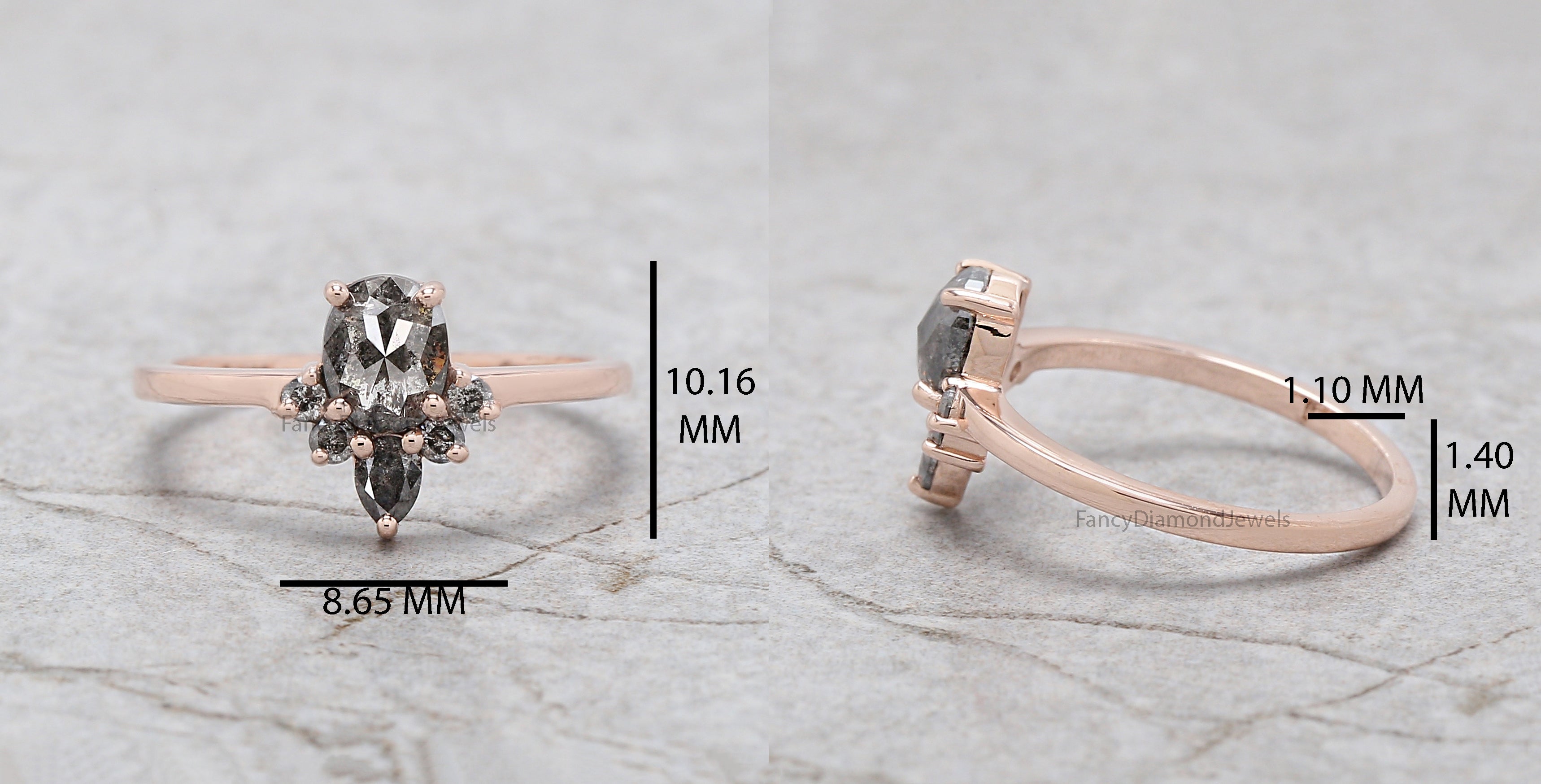 Salt And Pepper Oval Diamond Ring, Natural Oval Diamond Ring, Oval Diamond Engagement Ring, Solitaire Ring, Oval Cut Ring, Oval Ring, KD1105