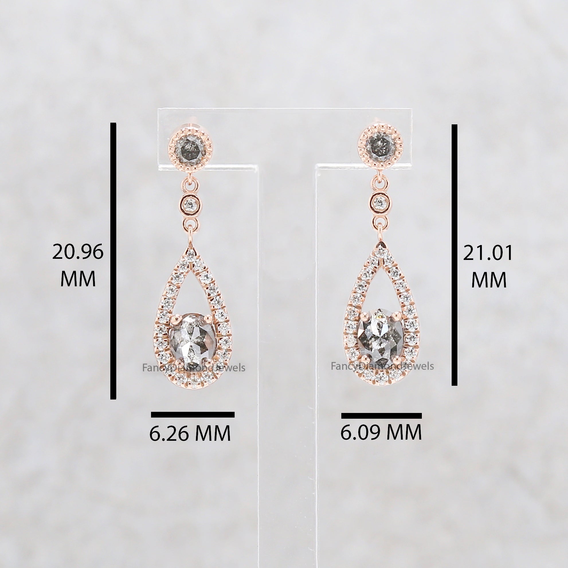 Oval Salt And Pepper Diamond Earring, Oval Shape Earring, Oval Cut Earring, Engagement Earring, Earlobe Earrings, Earrings Jewelry, KDL2772