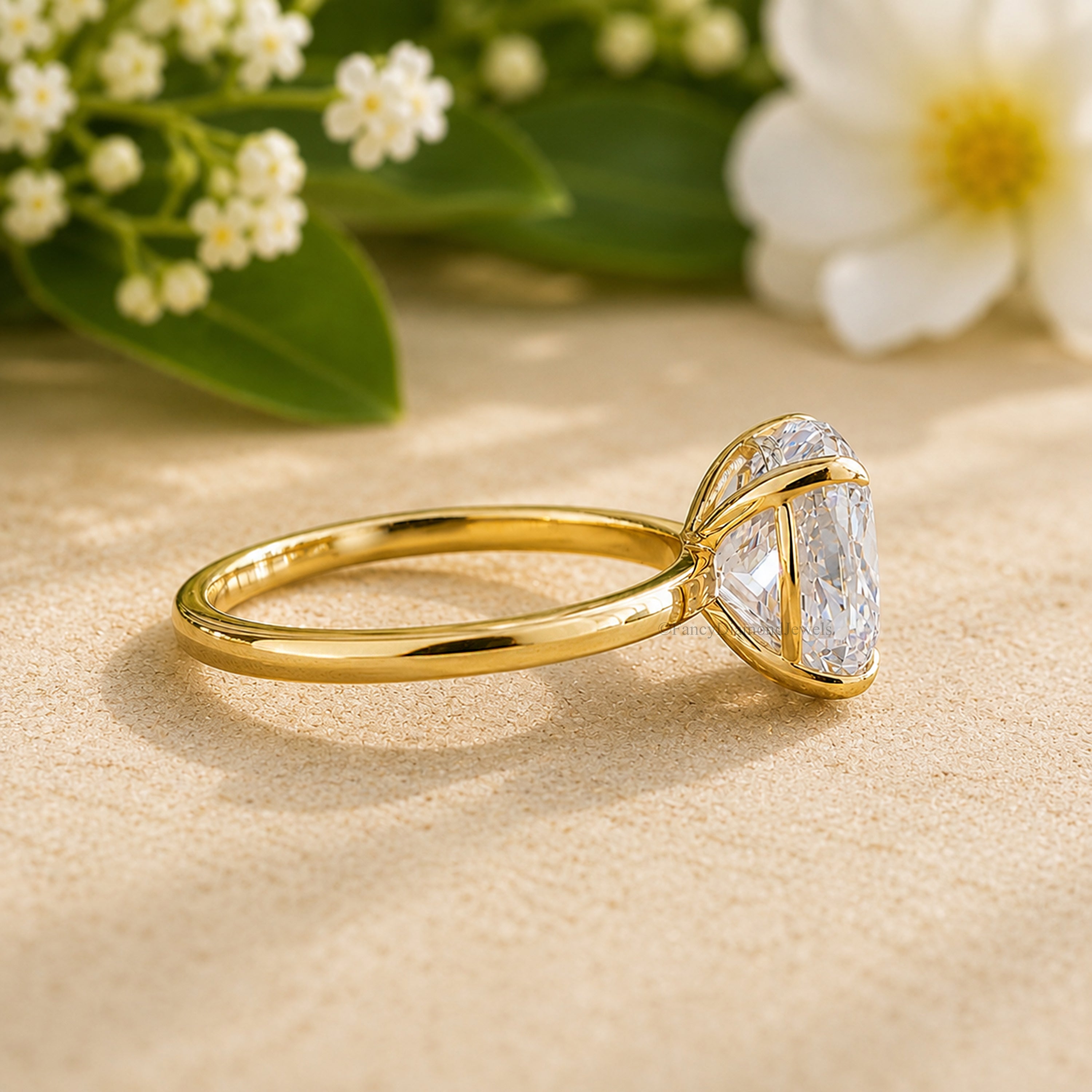 Cushion Cut Engagement Ring Lab Created Simulant Solitaire 925 Silver Diamond Simulant Travel Promise Moissanite Style Wedding Gift FD198