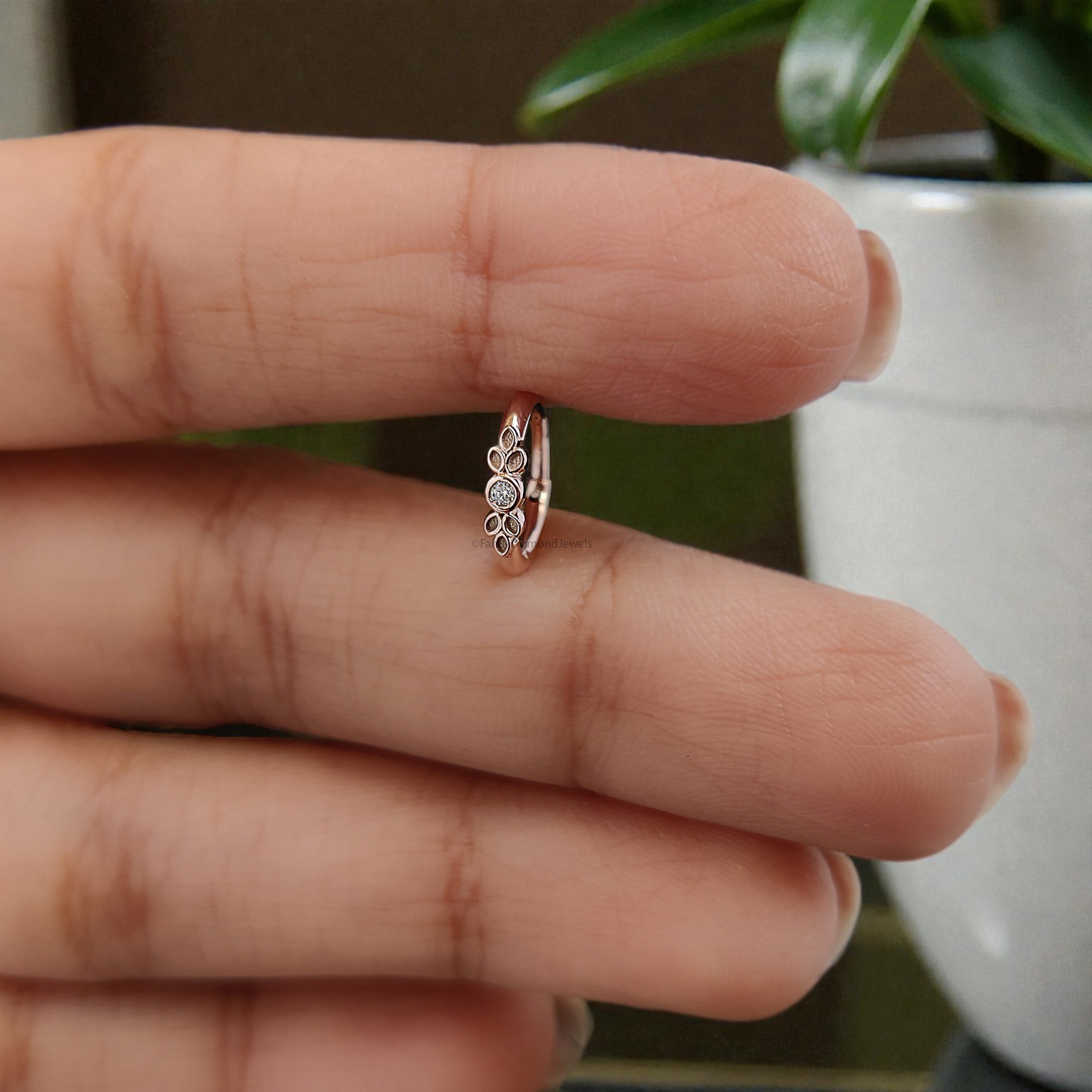 Unique Jewelry Silver Nose Ring Silver Leaf Nose Ring Nose Piercing Boho Nose Hoop Nature Jewelry Pierced Nose Rose Gold Nose Ring FD497